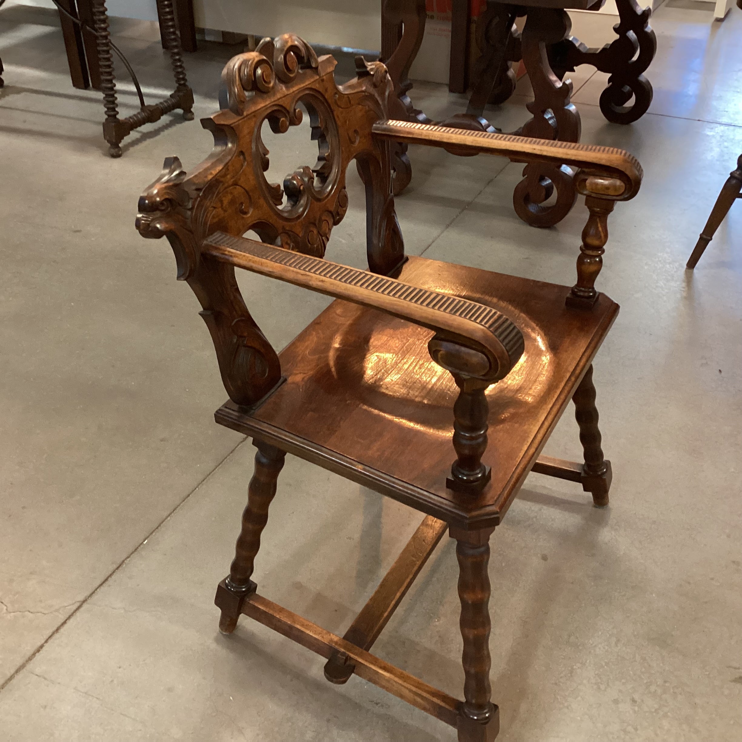 Vintage Ornate Carved Wood Chair 25"x 21"x 36"