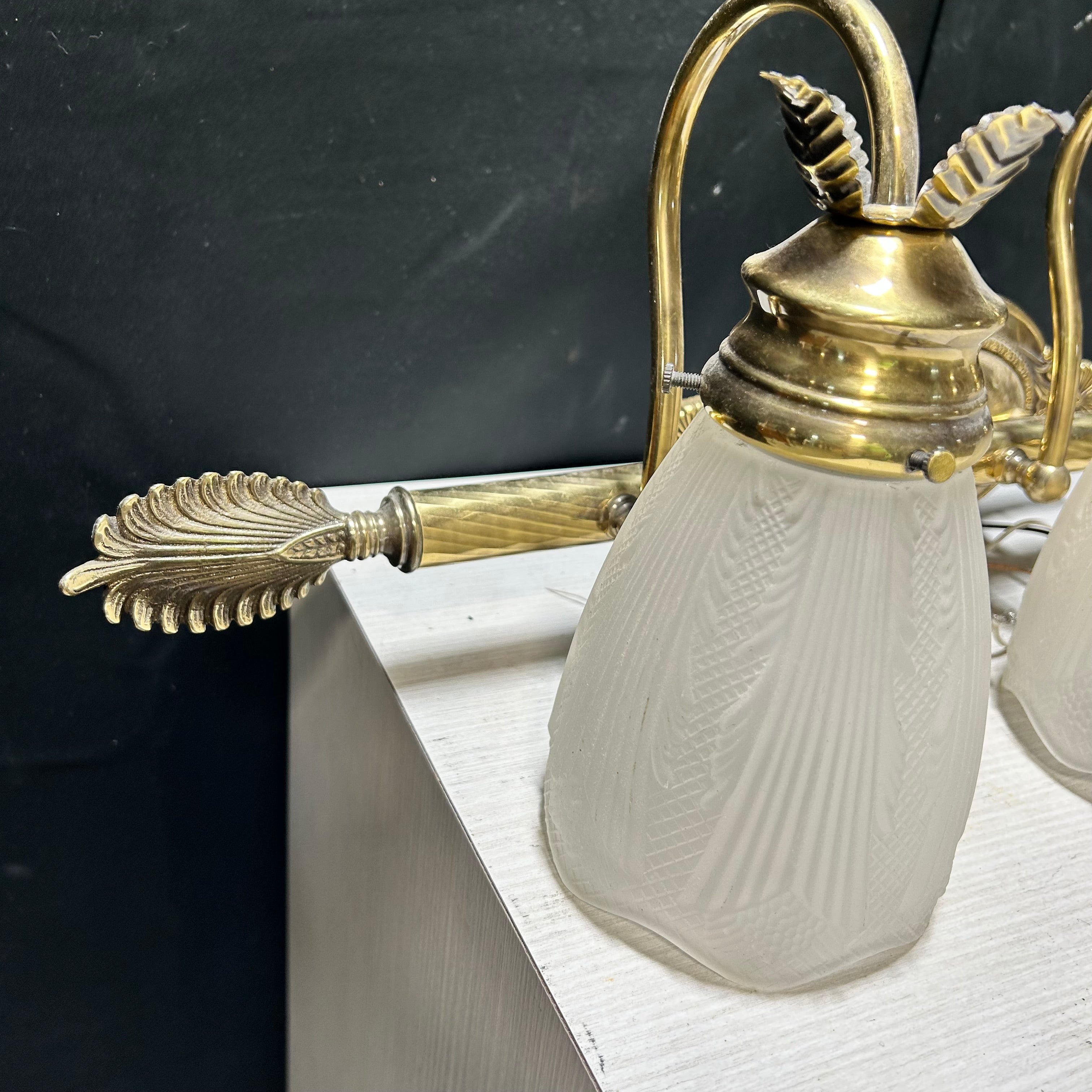 Vintage Victorian Brass Vanity Light 28"x 9"