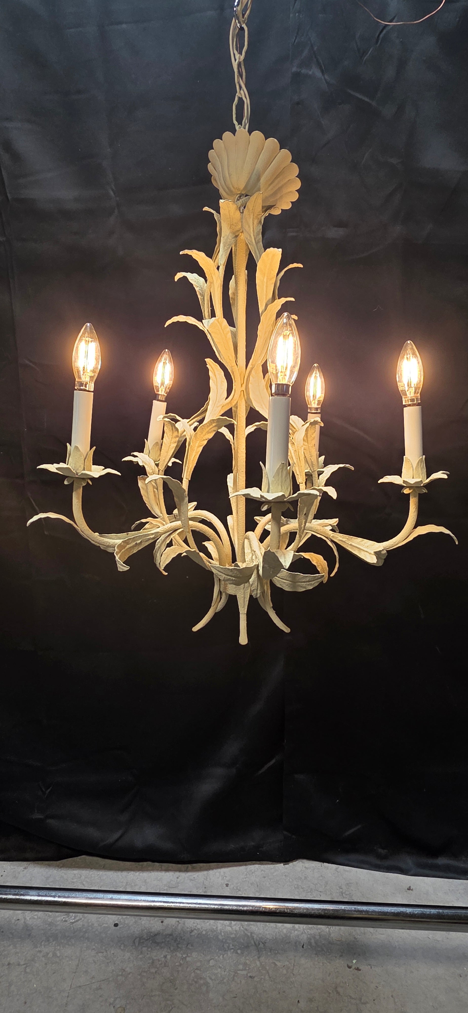 Italian Tole Chandelier Five Lights 21"x22"