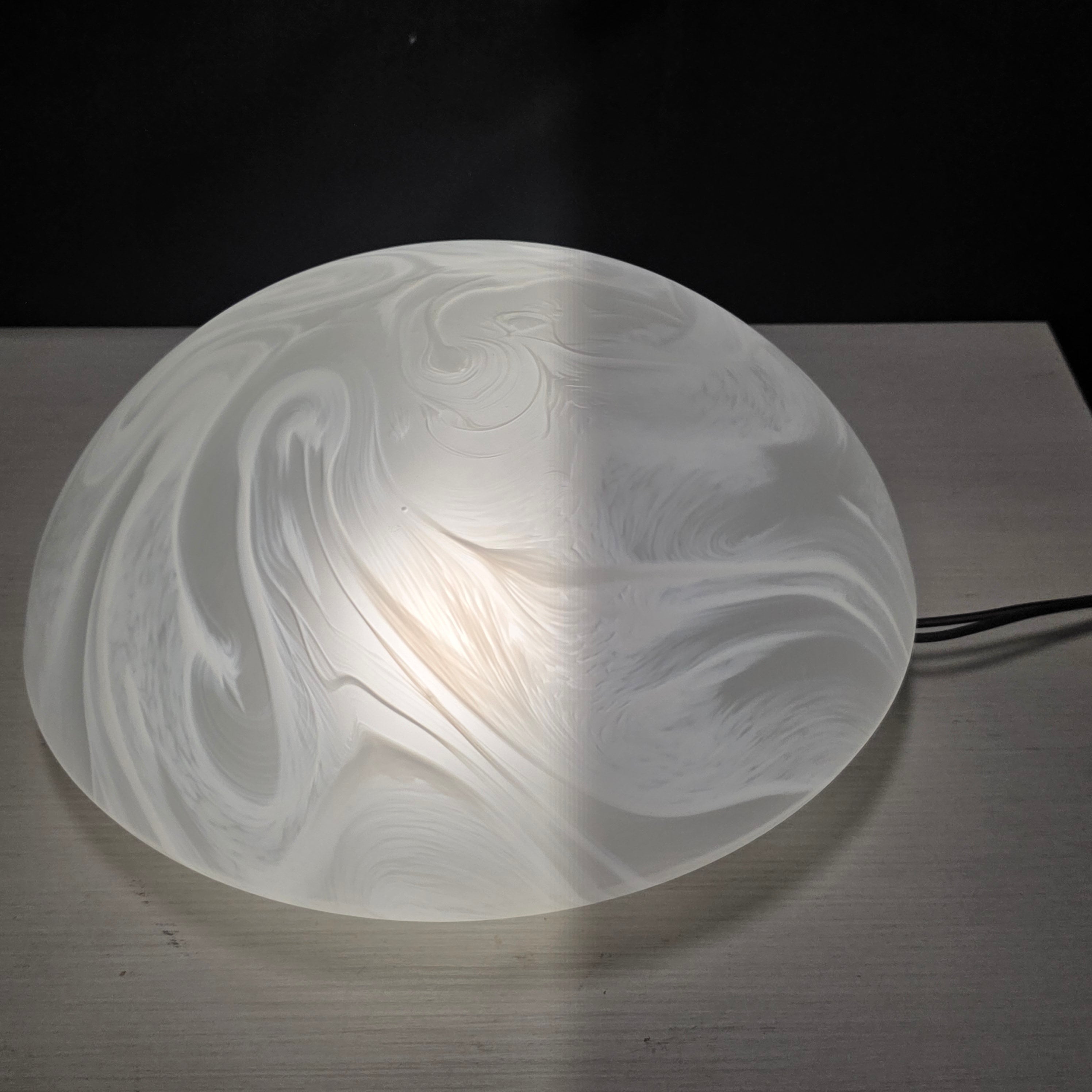 BRAND NEW Vianne Mouth Blown Glass from France Alabaster Pattern Ceiling Light 13"Dx6"