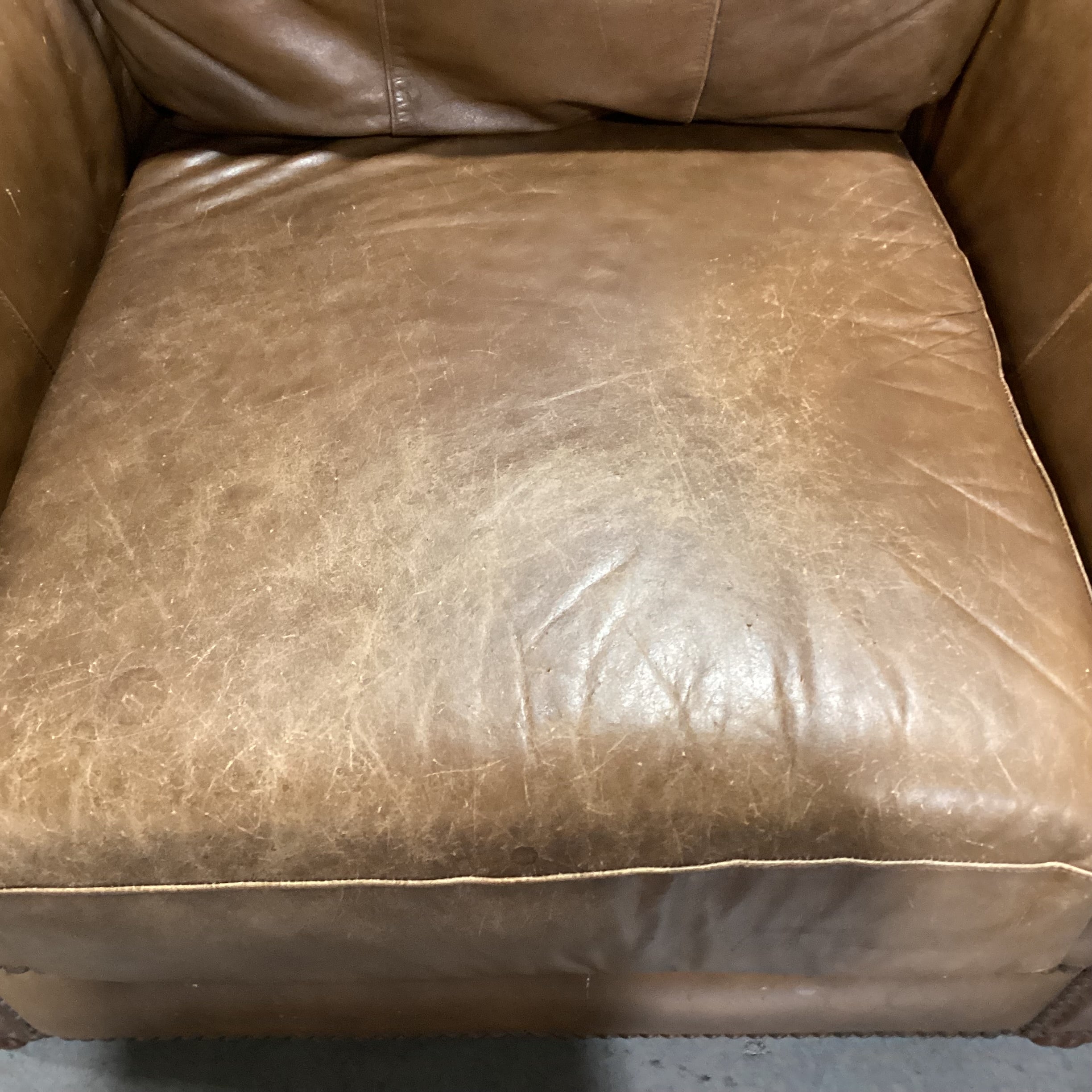 Leather Nailhead Roll Arm & Back Oversized Chair 50"x 46"x 36"