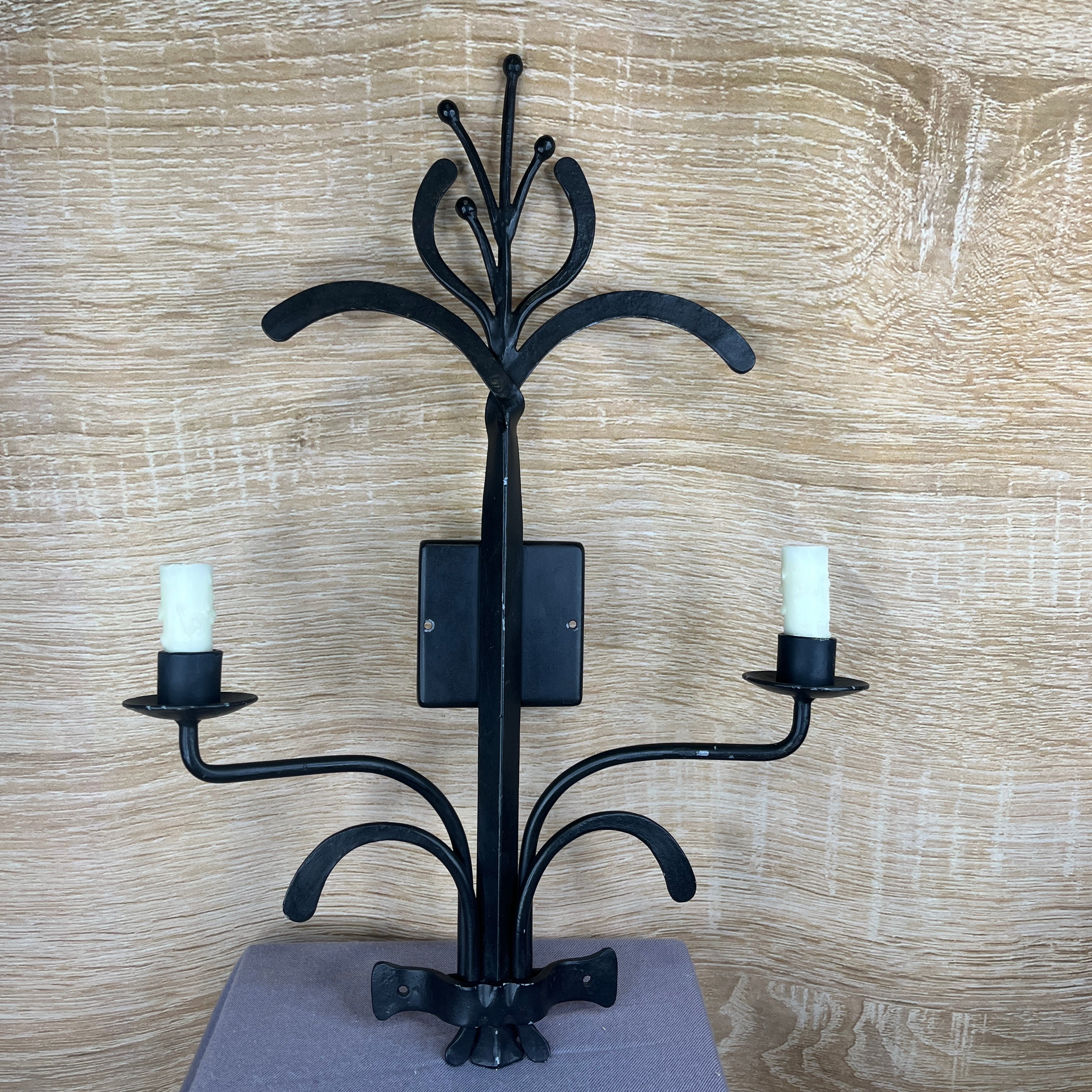 Wrought Iron 2-Light Candelabra Wall Sconce 16"x 24"x 4.5"