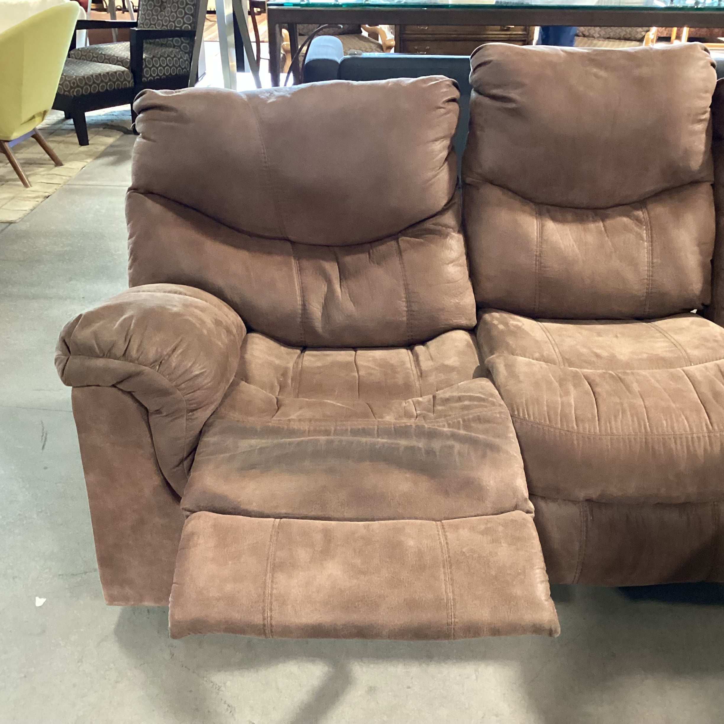 Brown Micro Suede Double Reclining Sofa 92"x 35"x 42"