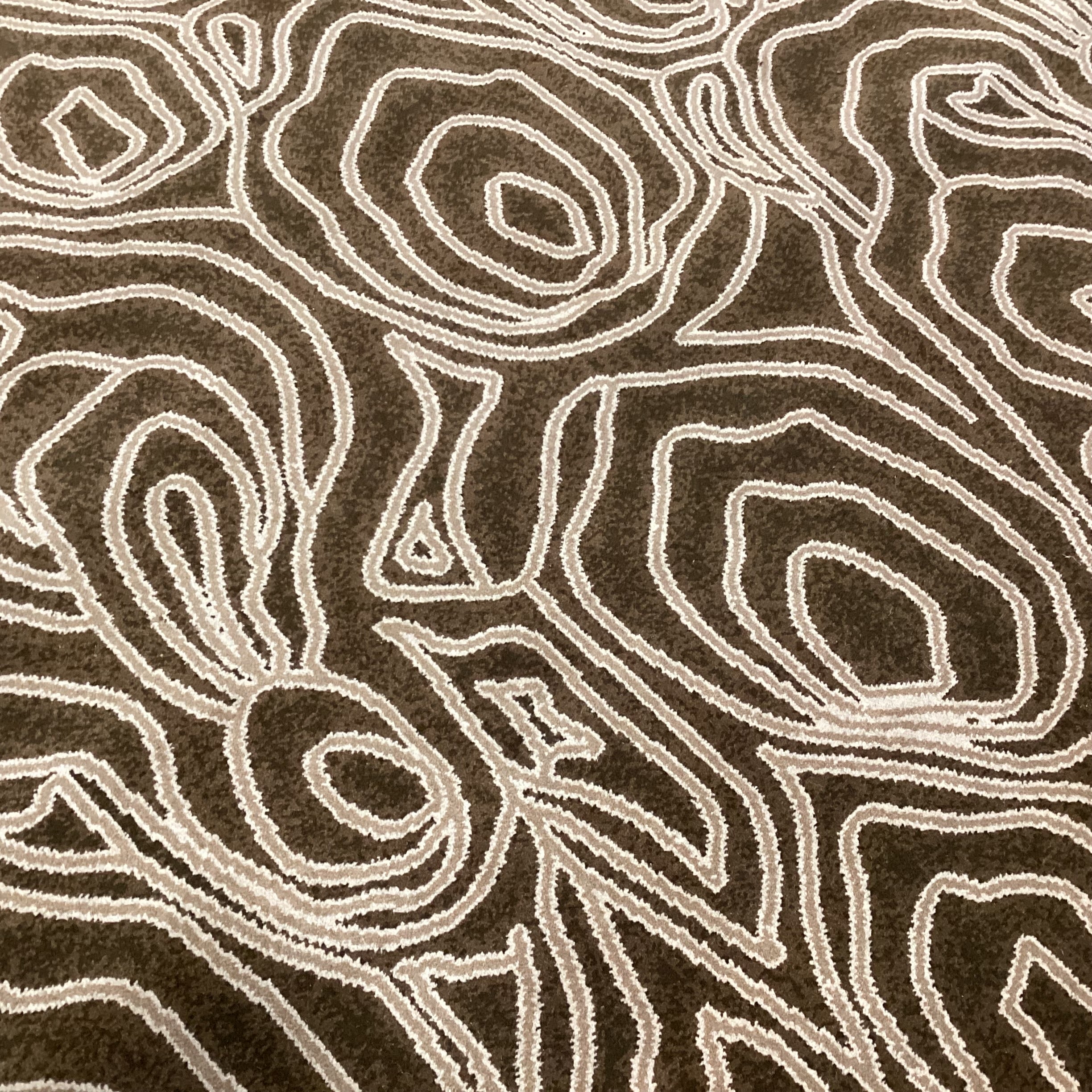 Custom Brown Tan Multi Design Wool Rug 6'x 9'