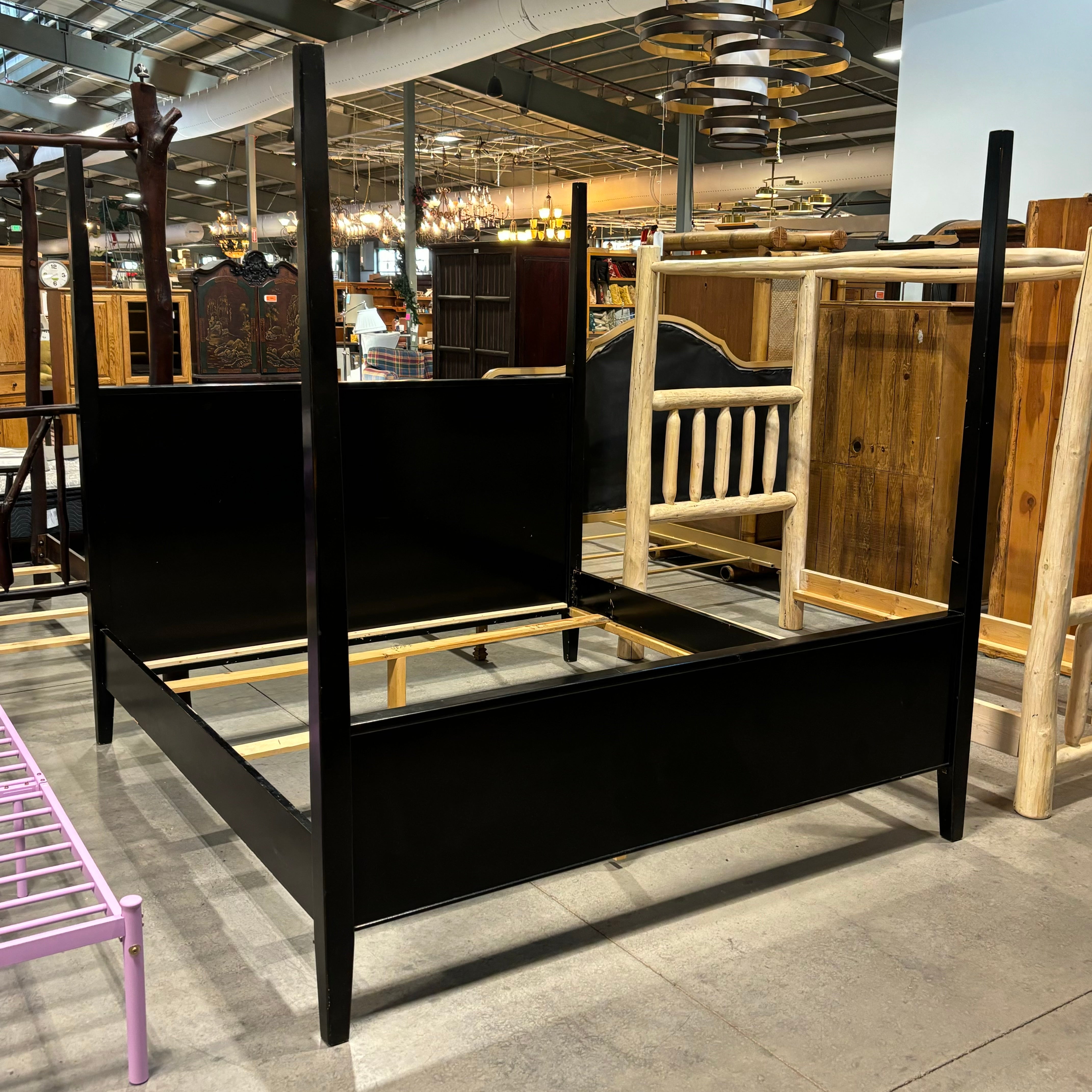 KING Black Finished Wood 4 Poster Bed 82"x 86"x 82"