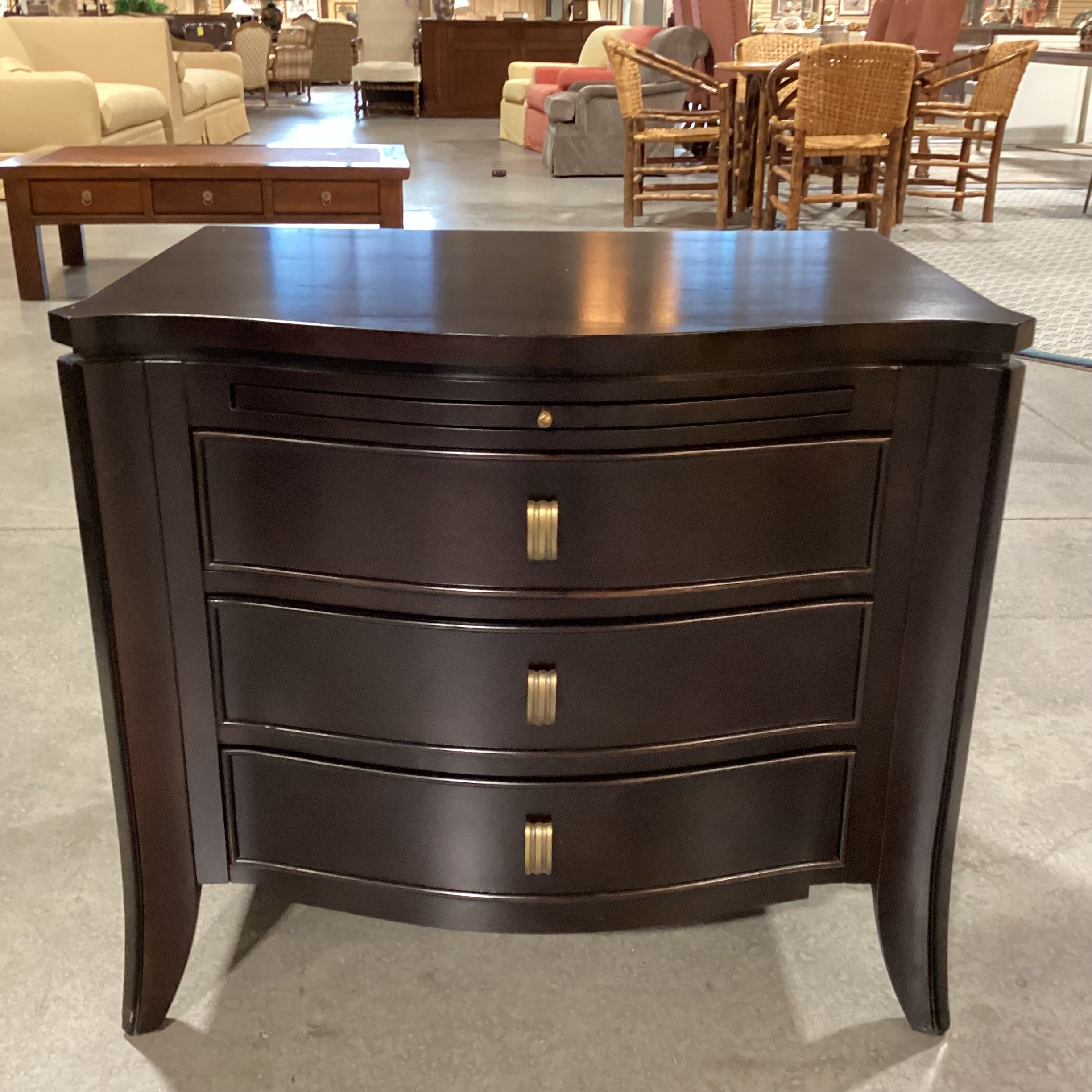 Brownstone Dark Finish Wood 3 Drawer with Pullout Night Stand 31.5"x 22"x 28"