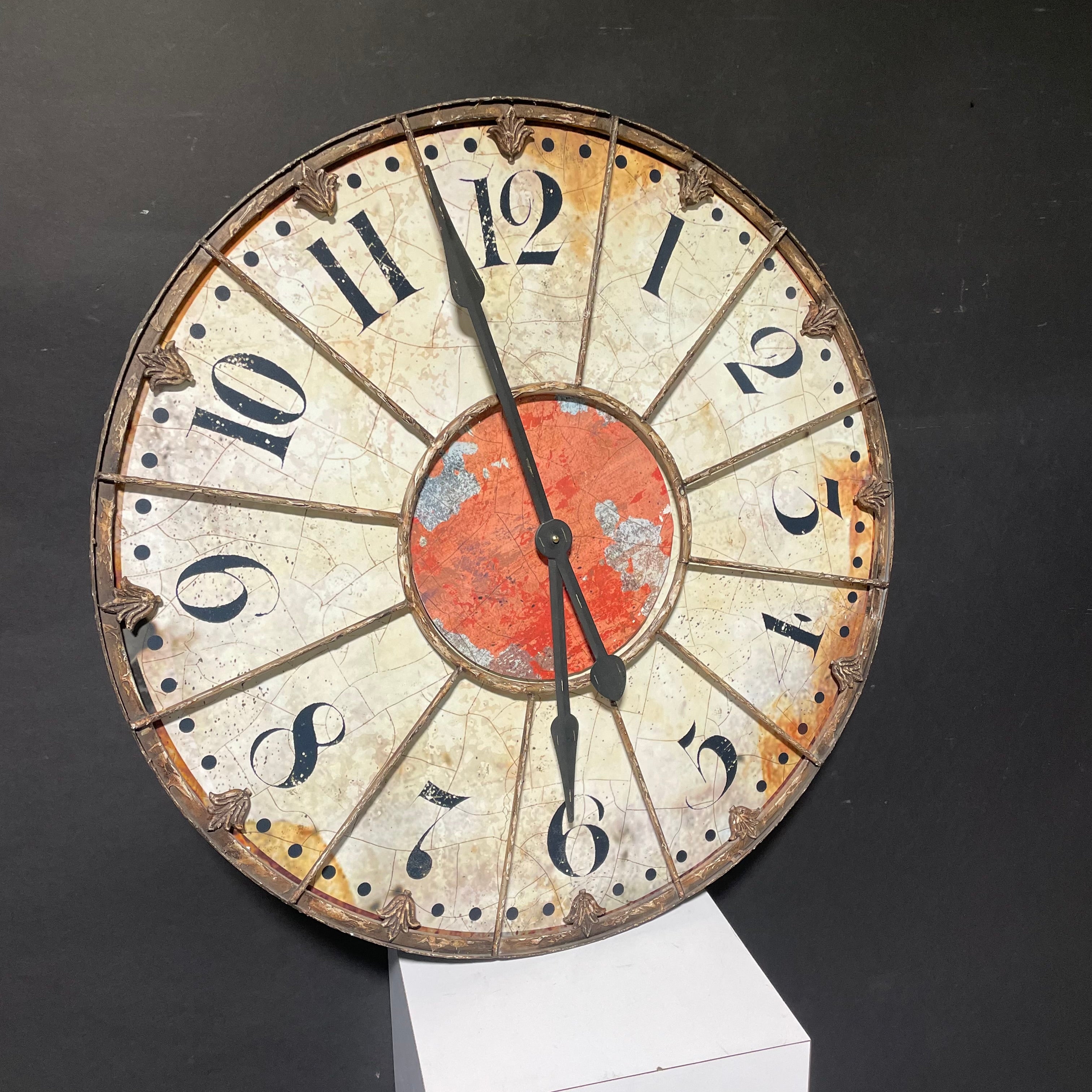 Uttermost "Torriana" Rustic Antique Style Wall Clock 29 1/2" Diameter