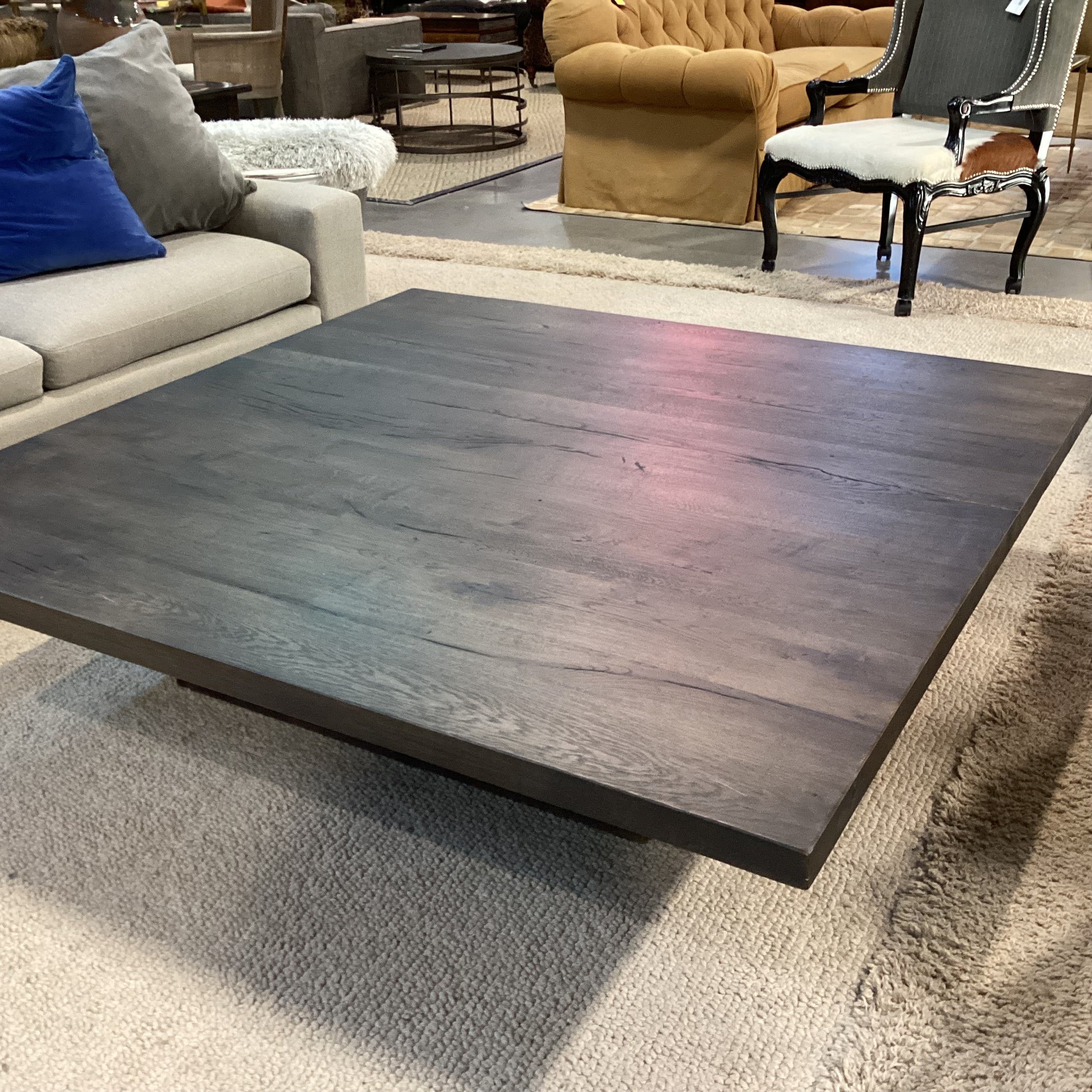 Restoration Hardware Reclaimed Finish Oak Plinth Square Coffee Table 60"x 60"x 14"