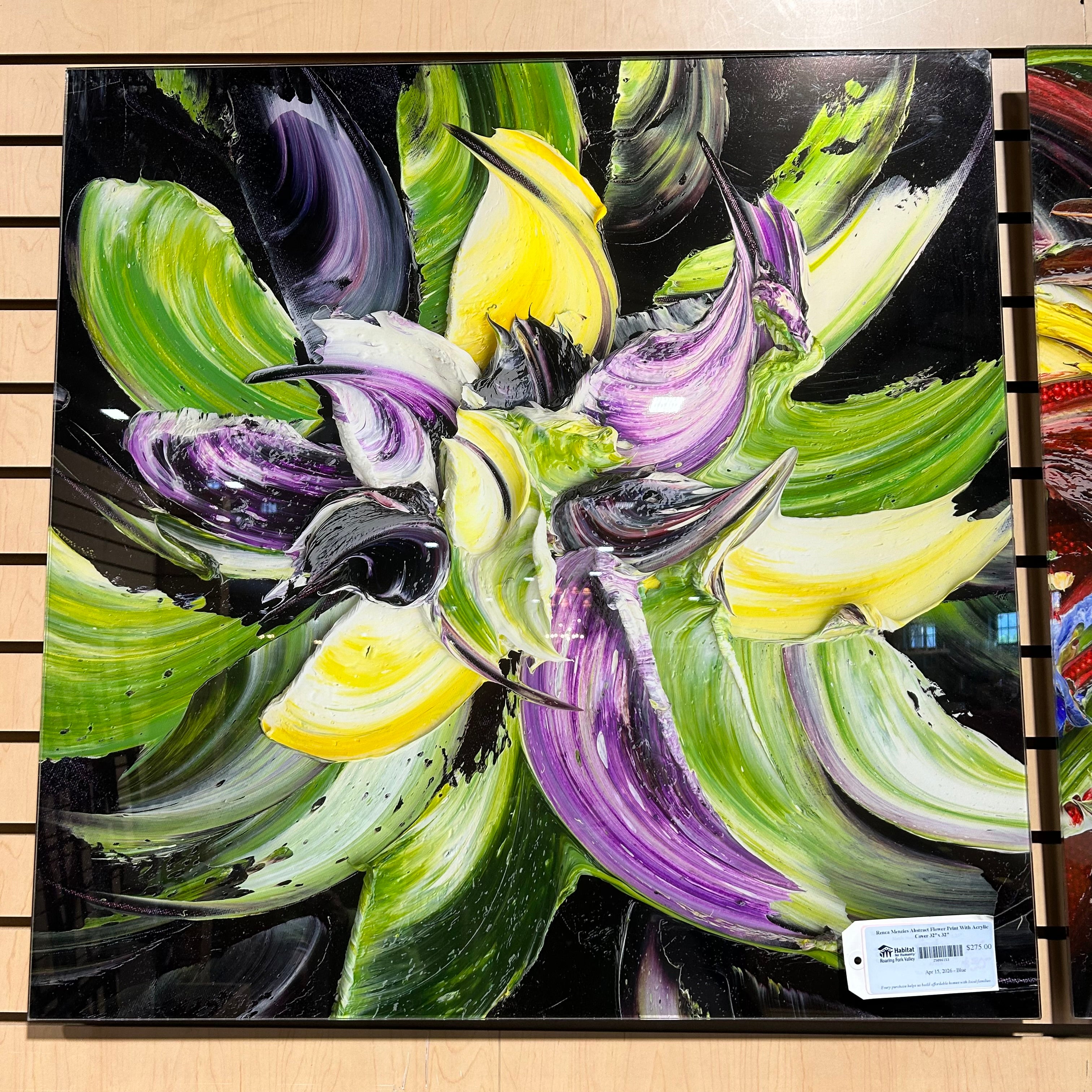 Renea Menzies Abstract Flower Print With Acrylic Cover  32"x 32"
