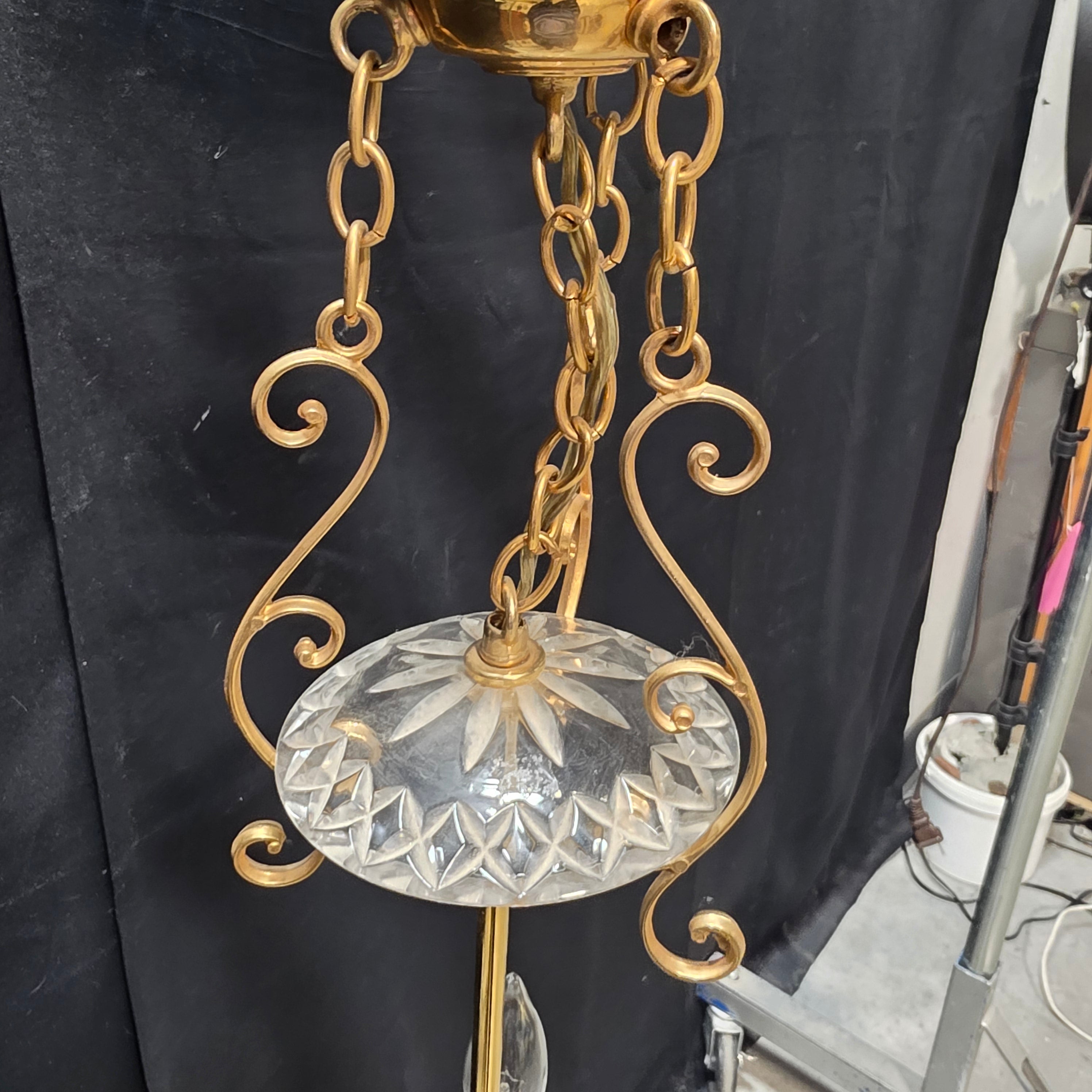 Sweet Three Light Brass Pendant Chandelier 6"Dx29"