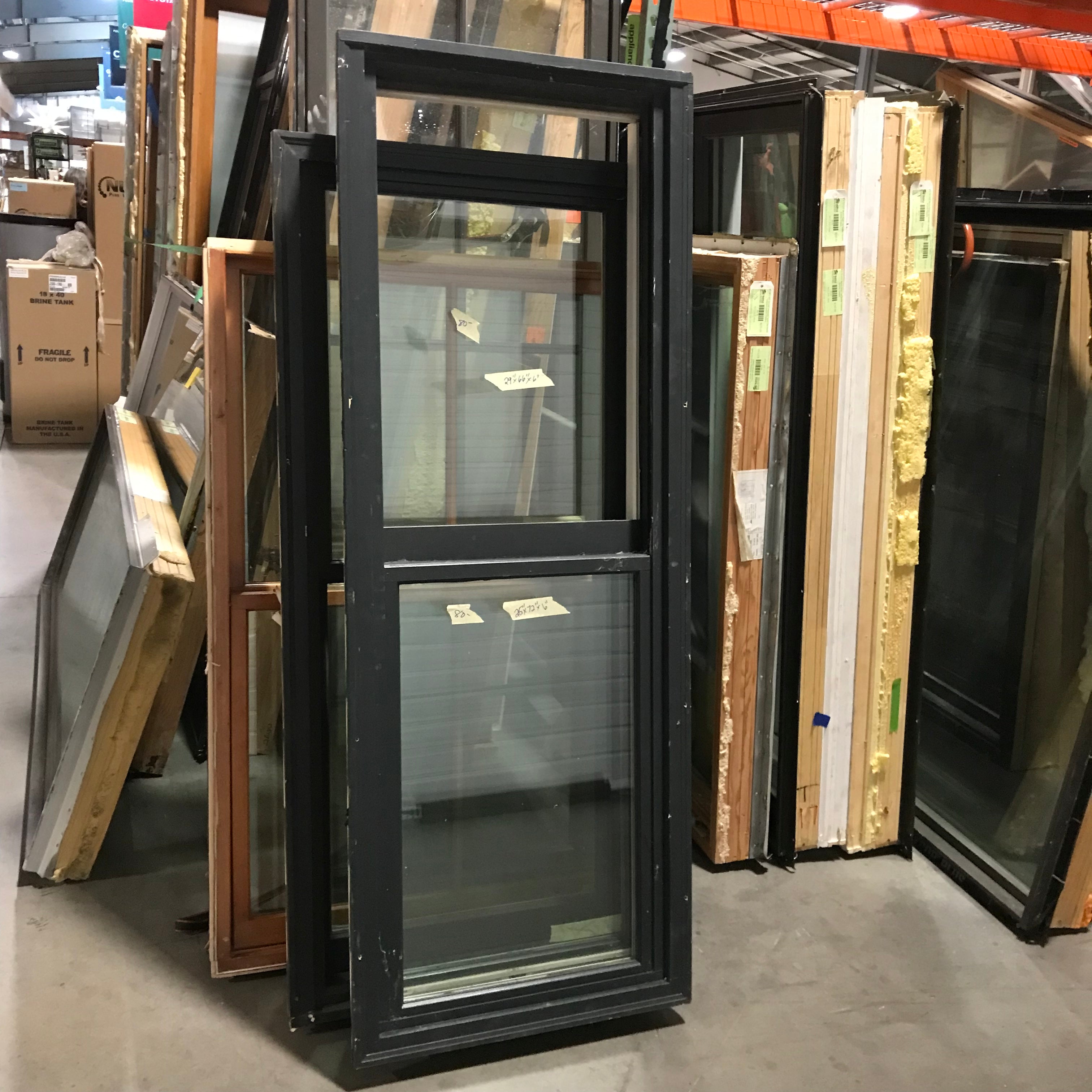 25"x 72"x 6" Black Wood Clad Single Sash Exterior Window