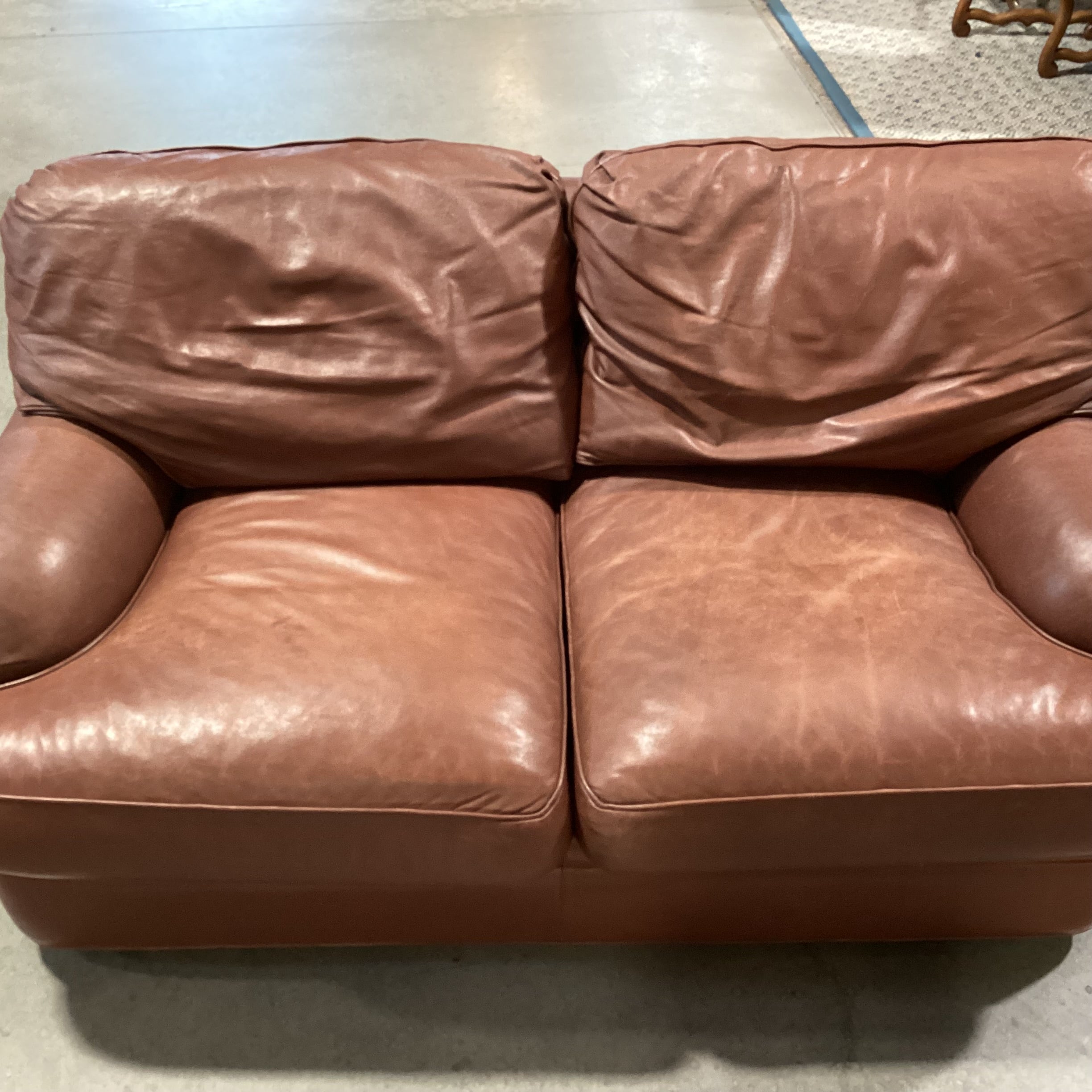 Hancock & Moore Brown Leather Down Mix Loveseat Sofa 66"x 39"x 35"