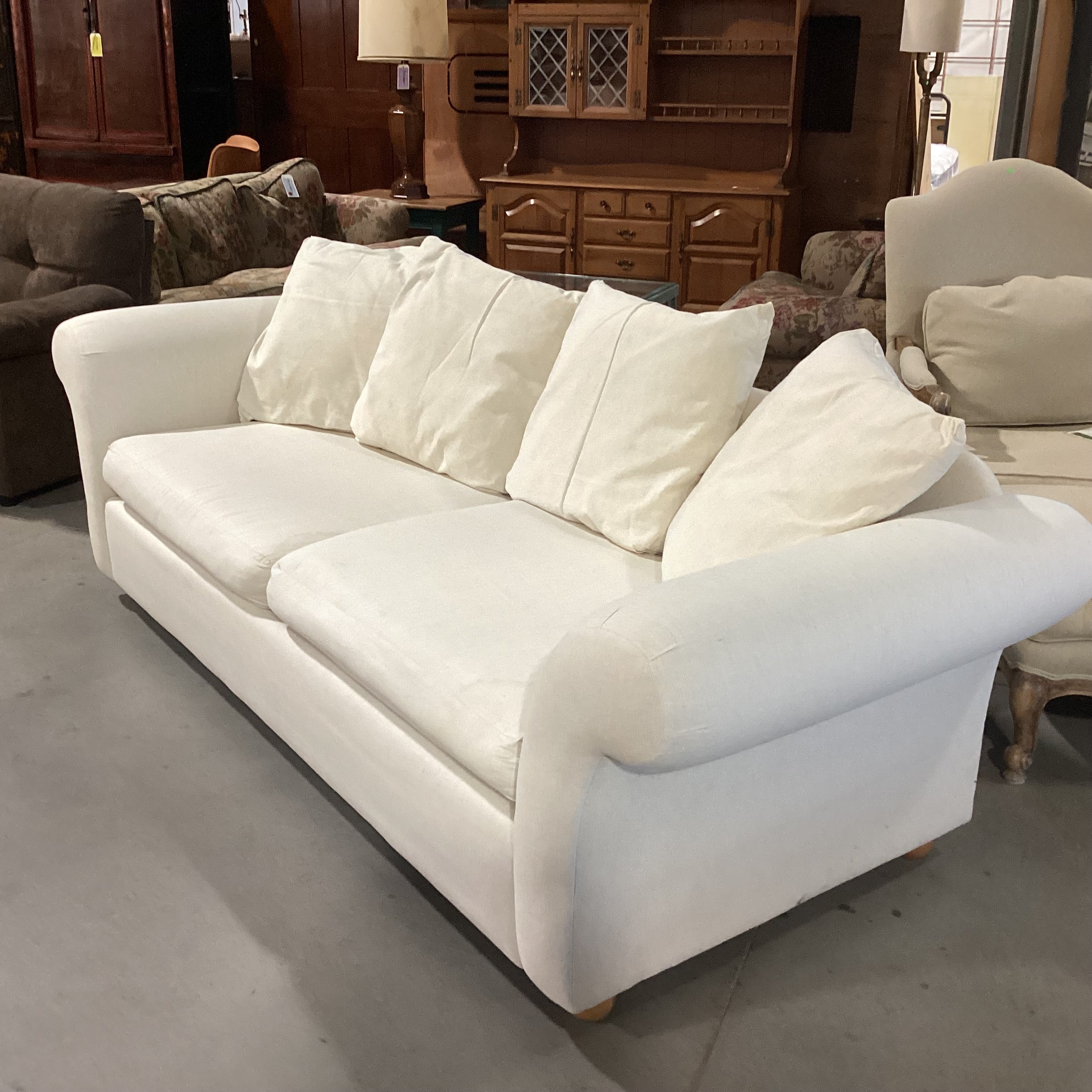 Pottery Barn Natural Slipcovered Shell Sofa 96"x 37"x 30"
