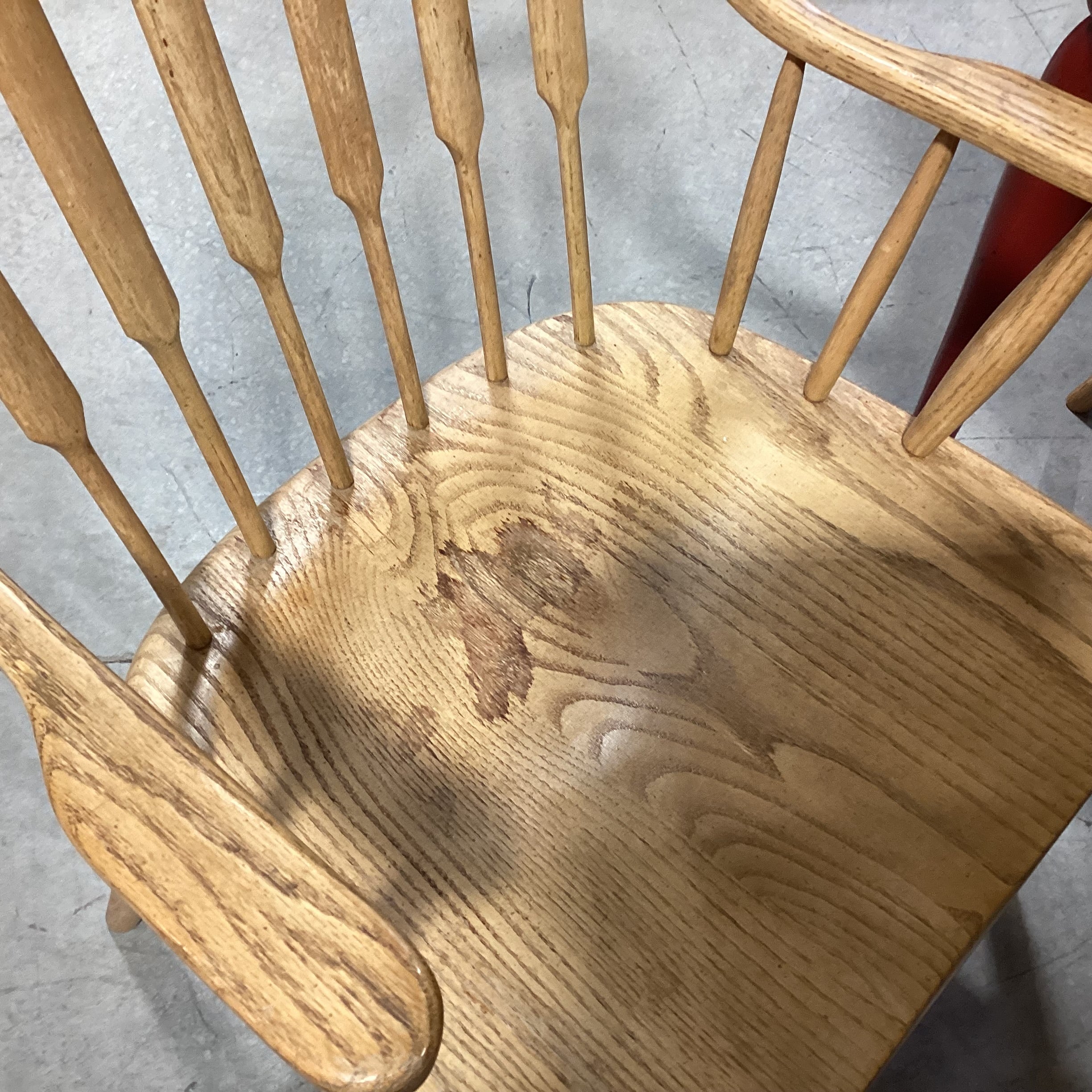 Country Oak & Red Legs 1 Leaf Table with 6 Oak Chairs Dining Set 66.5"x 36.5"x 30"