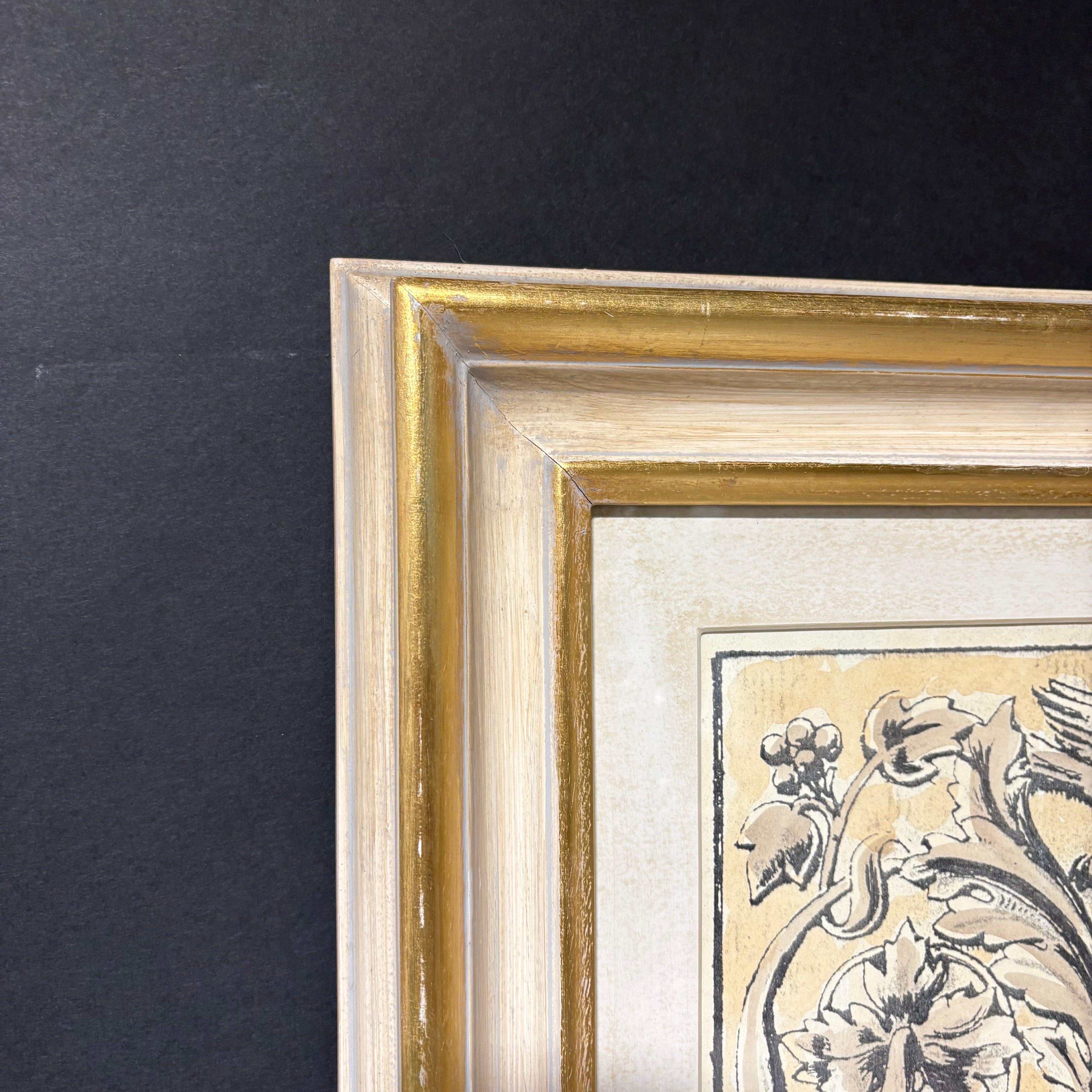 Renaissance Panel I with Gold and Cream Wood Frame Print Wall Decor 19.5” x 36”