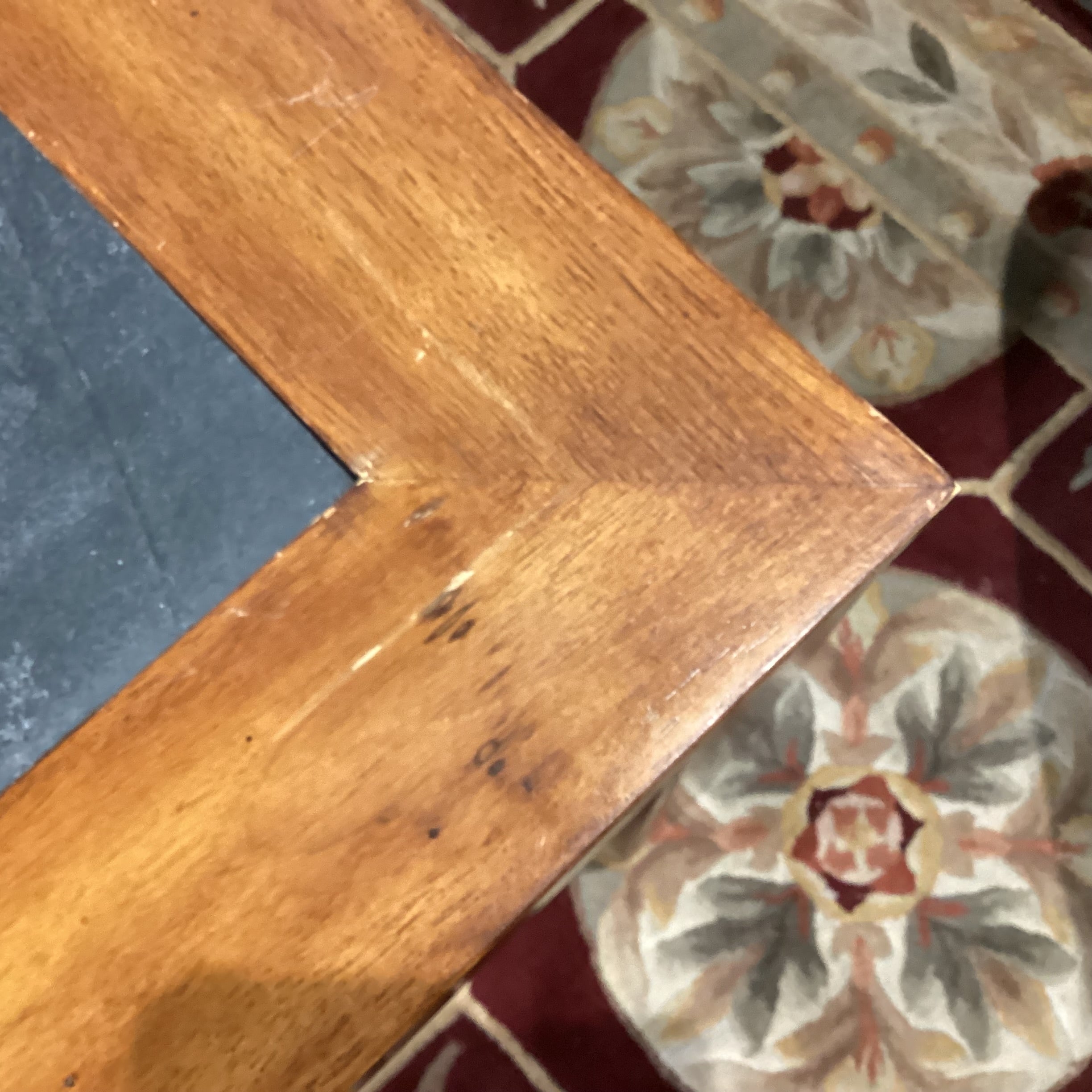 Finished Wood with Slate Tile Inset Coffee Table 42"x 48"x 19"