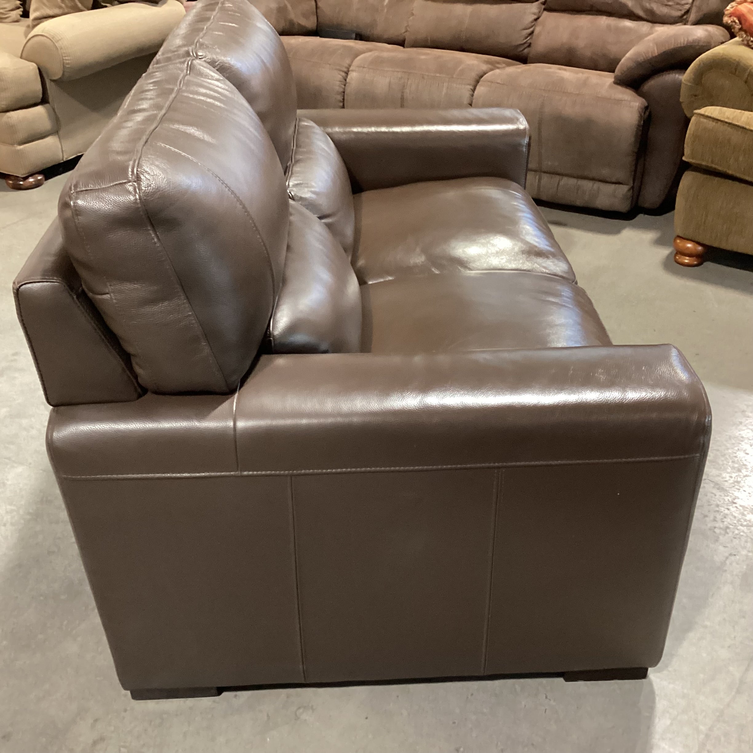 Jason Furniture Chocolate Leather Sofa 64"x 38"x 31"