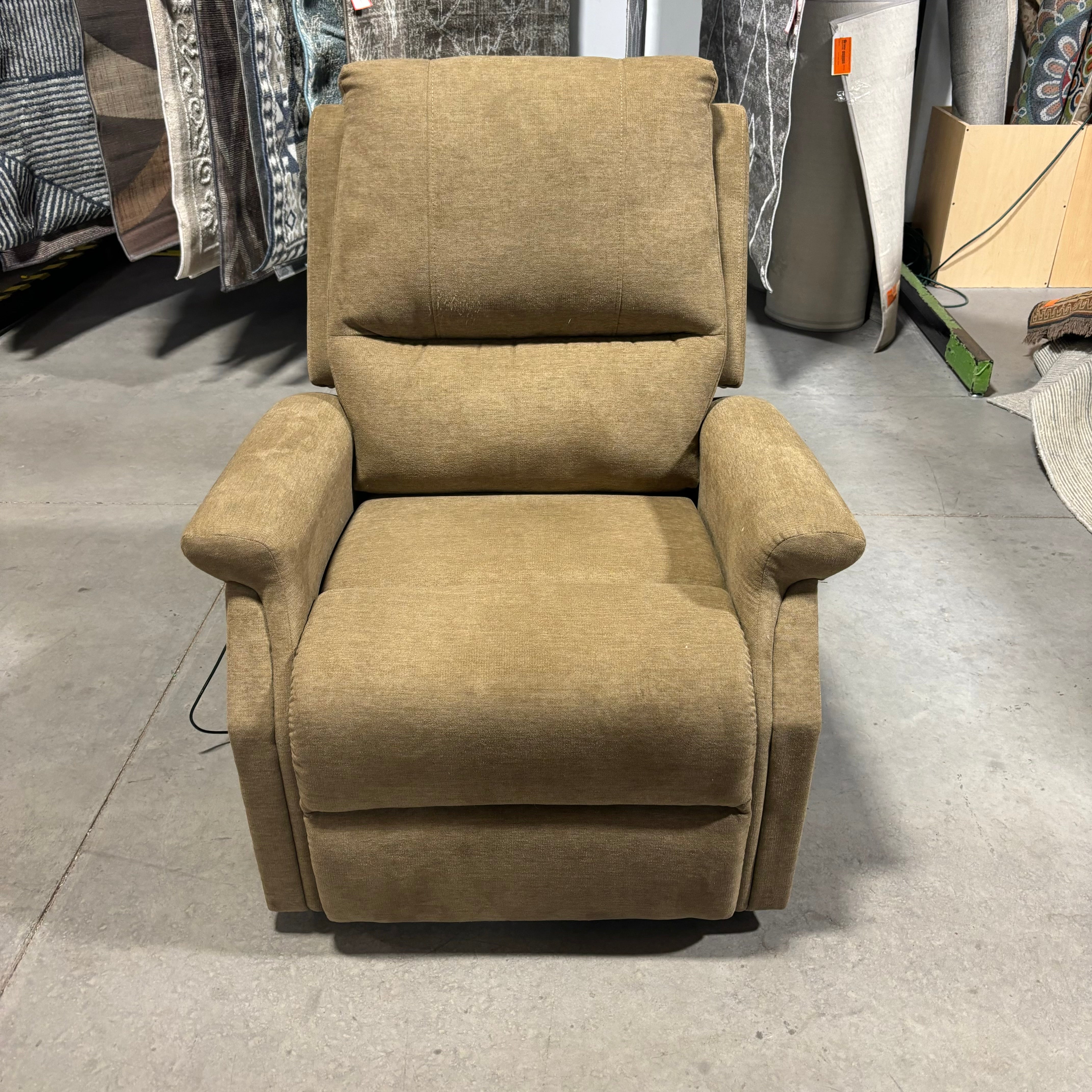 Moto Motion Dark Tan Woven Power Lift Recliner 34"x 35" to 66"x 43"