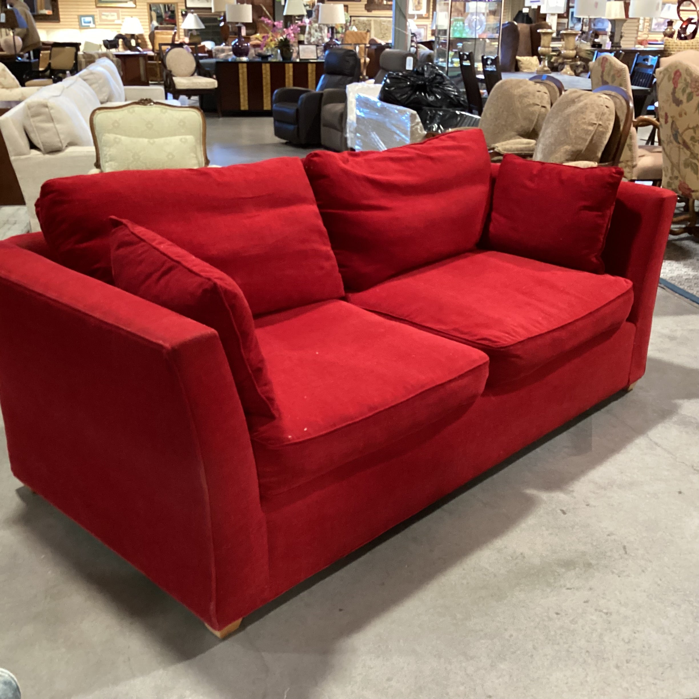 Red Woven & Down Mix Sofa 88"x 41"x 31"