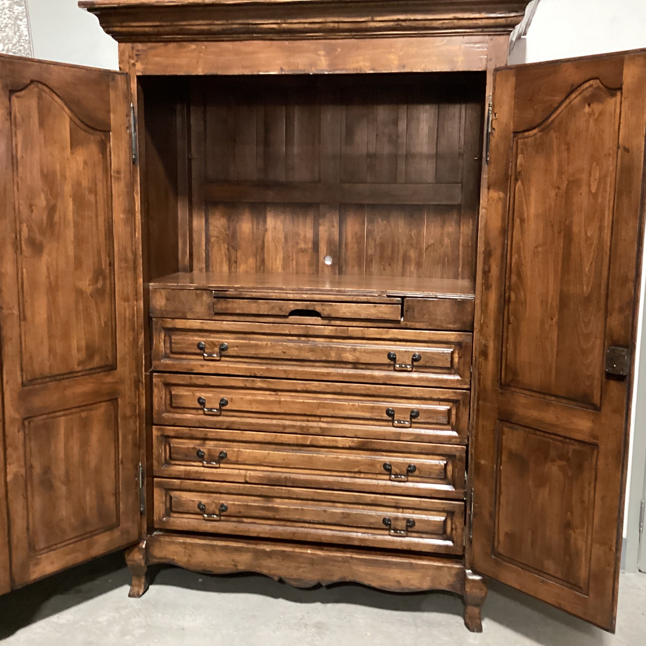 Dark Distressed Finish 2 Door 4 Drawer Armoire 59"x 26"x 85"