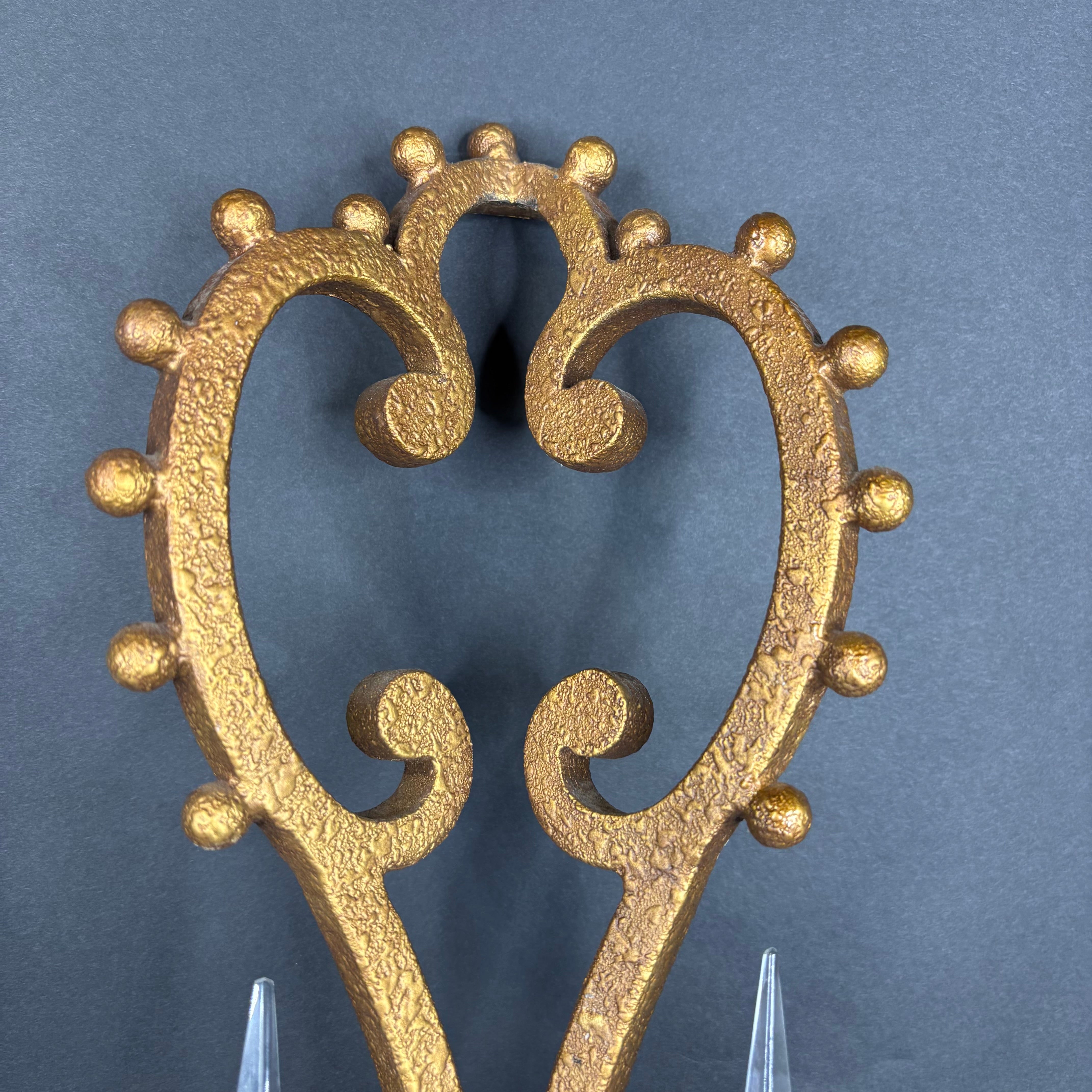 Hollywood Regency Style 2-Light Textured Gold Finish Metal and Crystal Accents Wall Sconce 13”x 26”x 7”