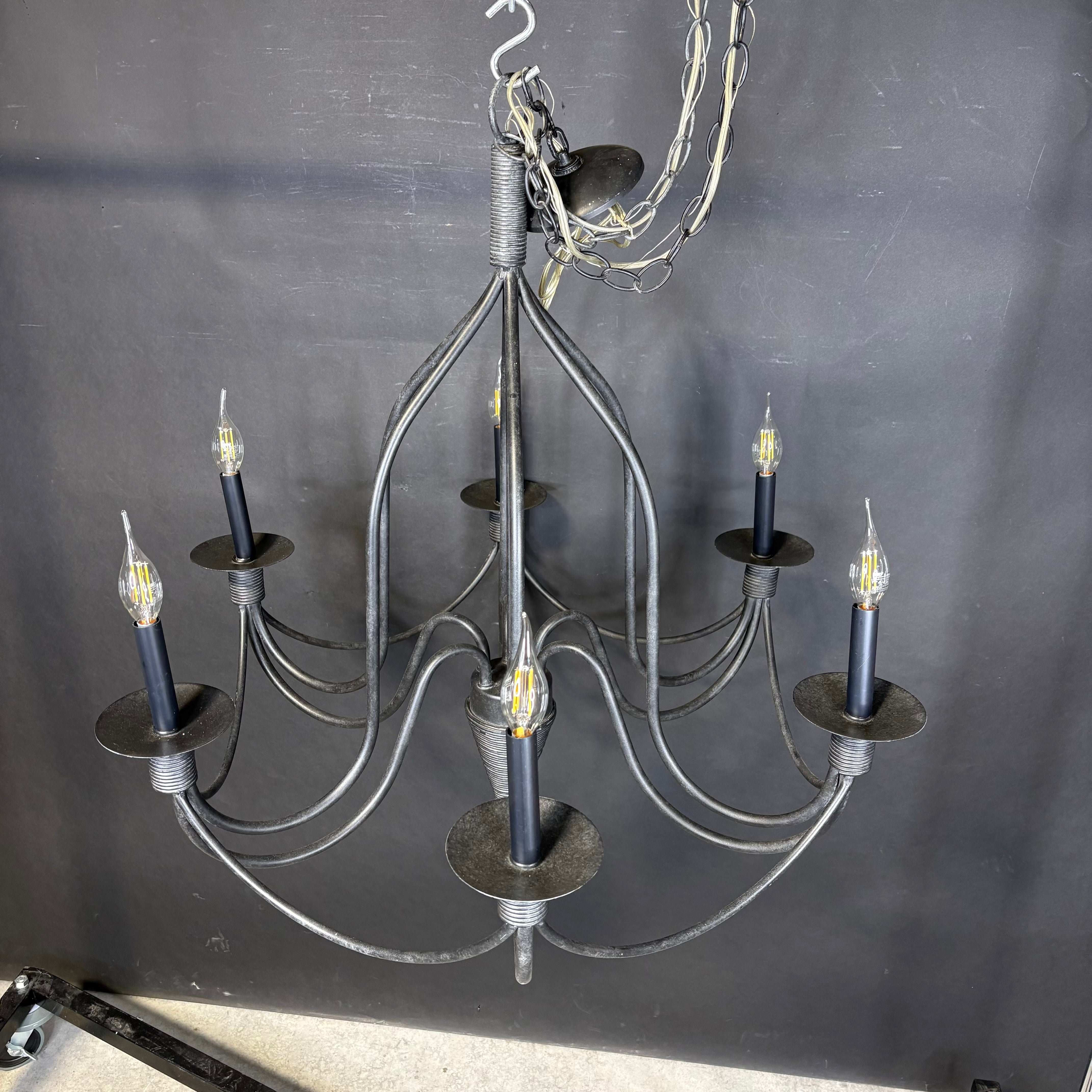 Nordic 6-Light Black Painted Bell Chandelier 33” Diameter x 33” - 160”
