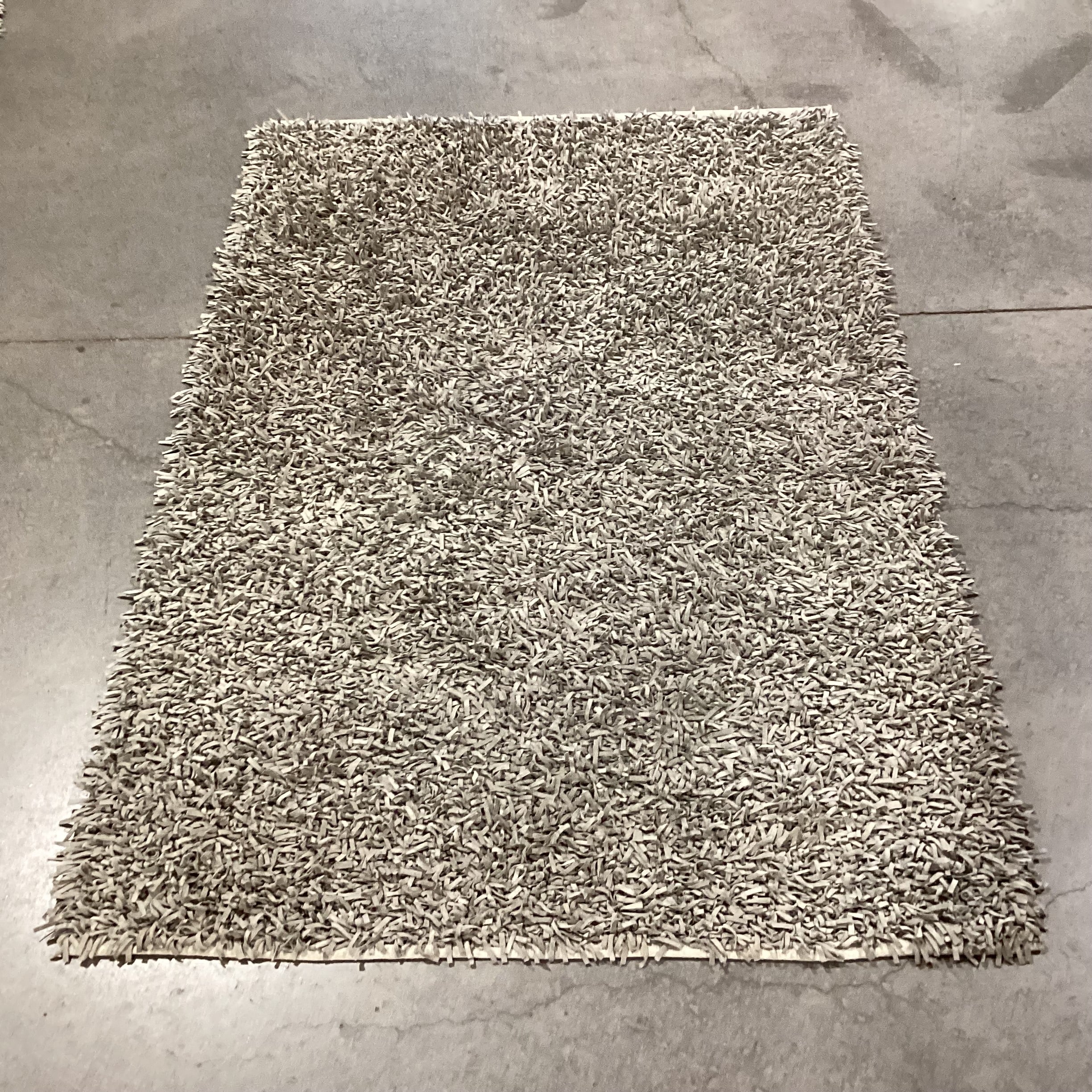Grey Leather Shag Rug 4'x 6'
