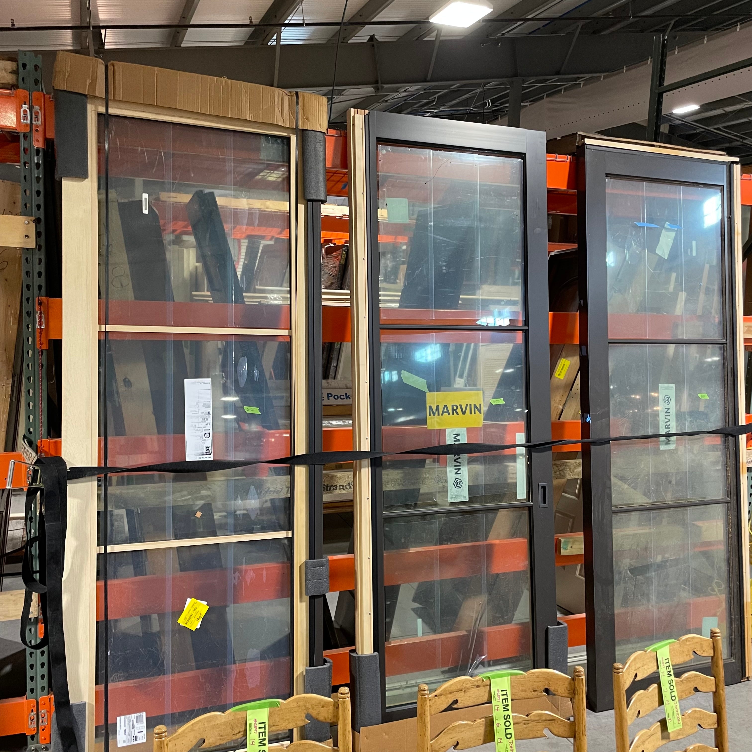 38.5"x 108"x 4.75" MARVIN Brown Metal Clad 3 Panel FIXED Exterior Window