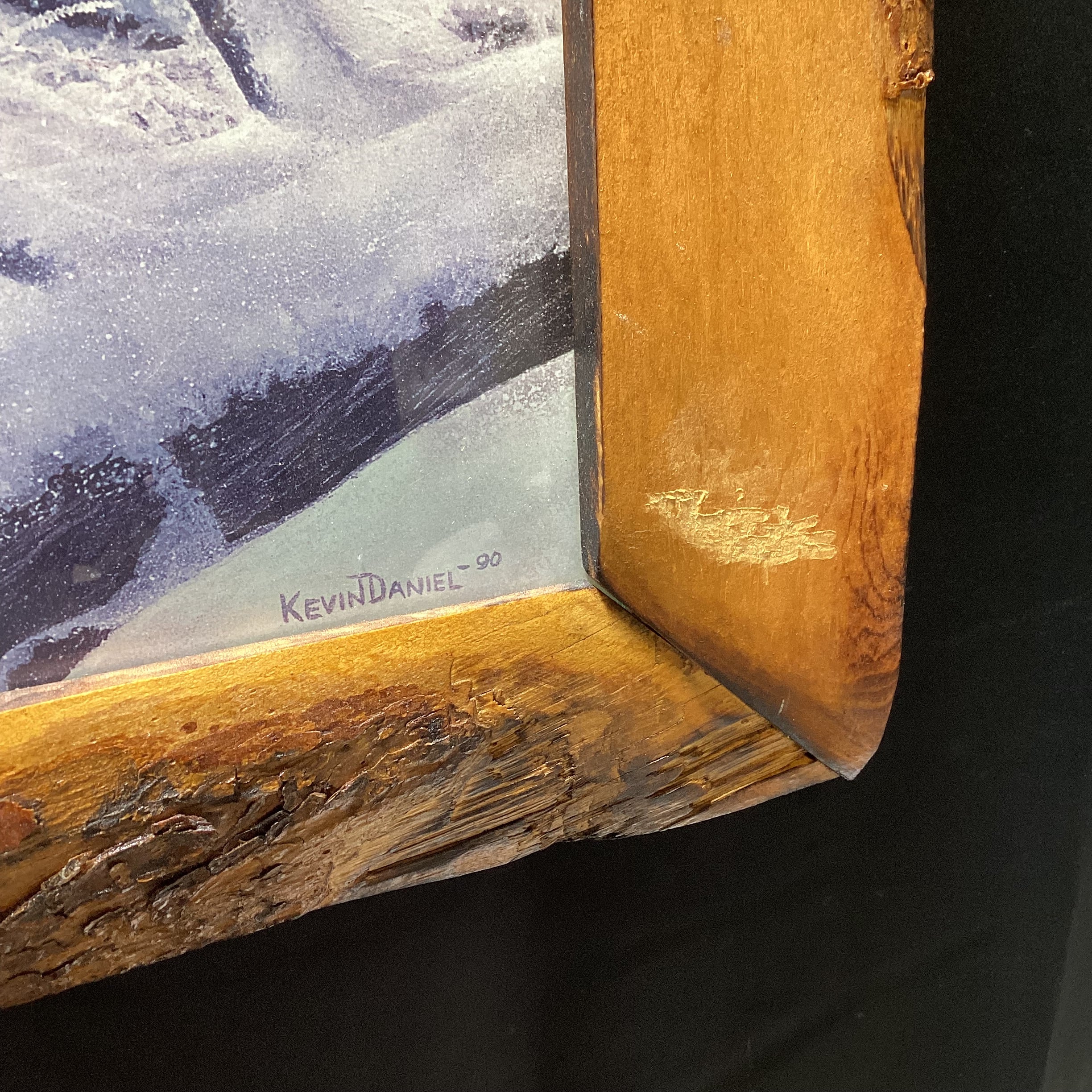 Kevin Daniel "Search For Survival" Print In Natural Wood Frame 41" x 21"