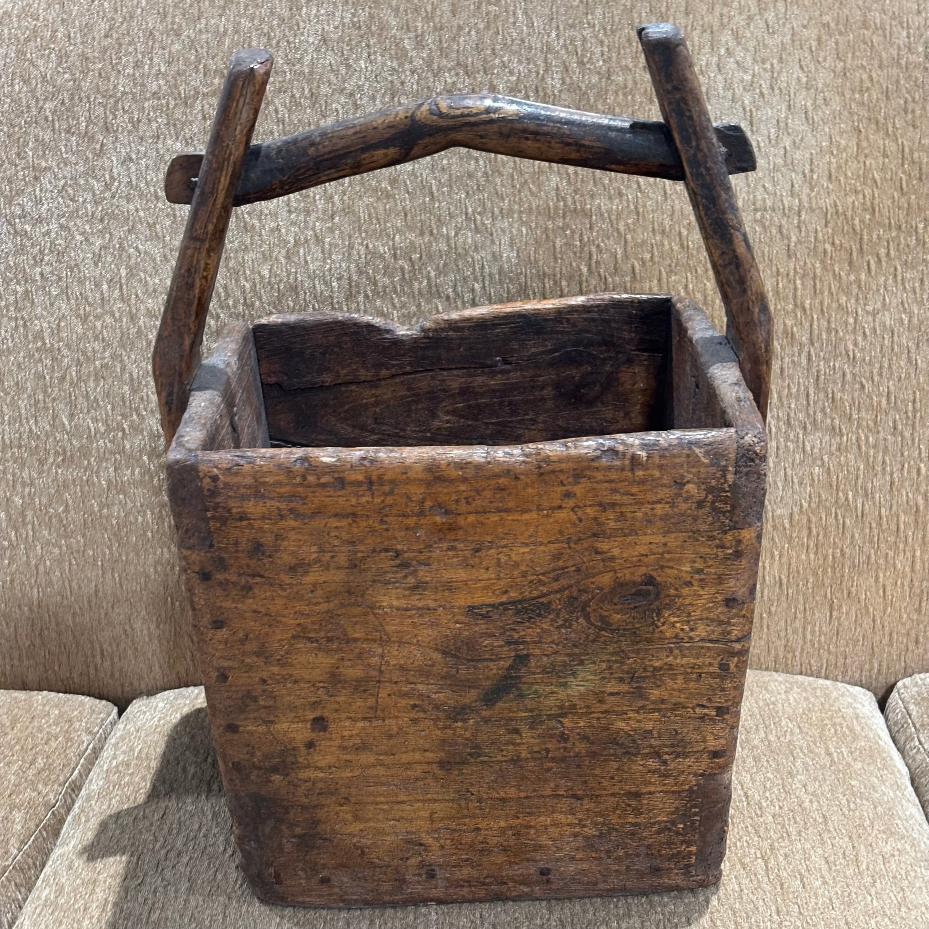 Antique Chinese Rice Bucket, 15" x 13" x 20"