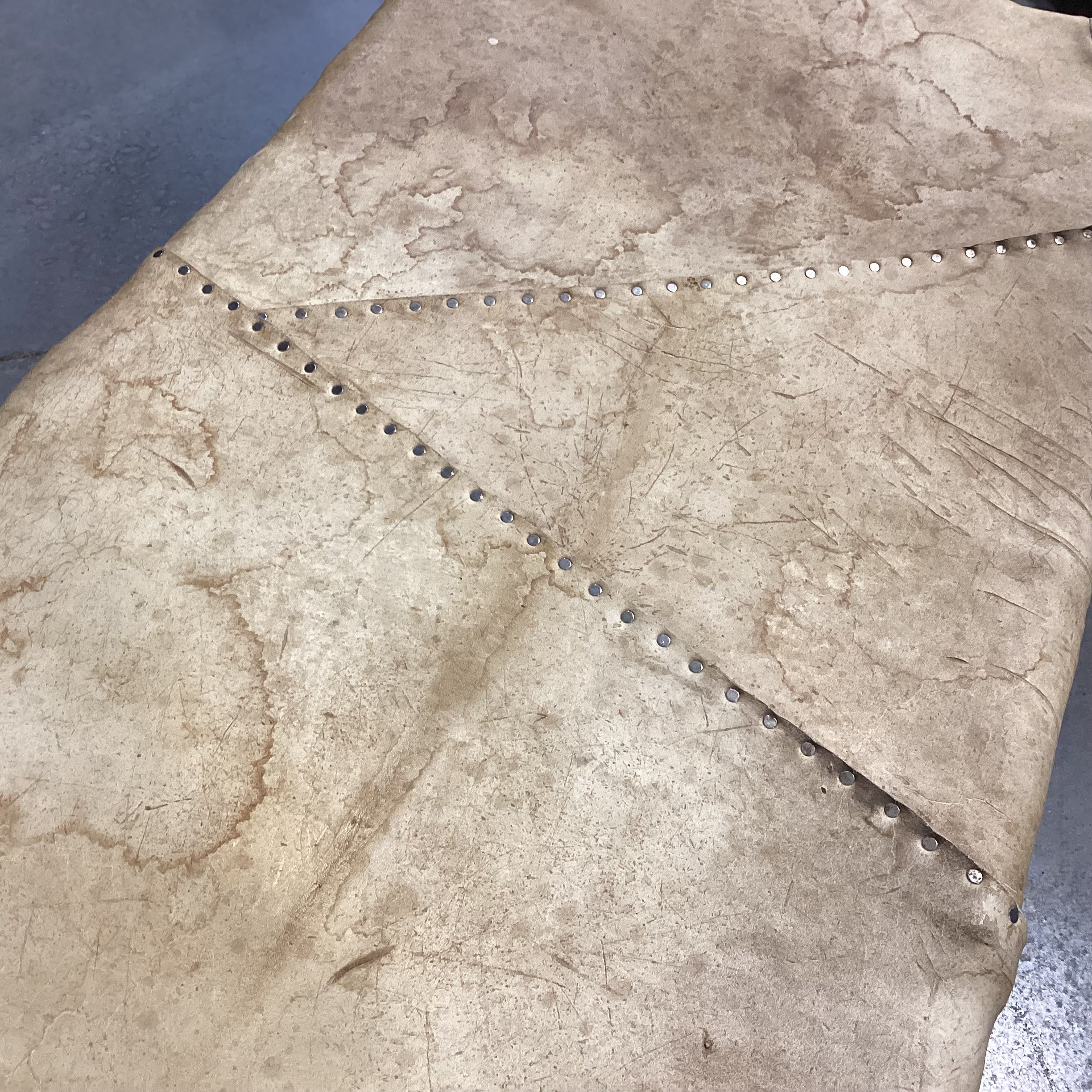 Rustic Log & Leather Nailhead Bench Ottoman 60"x 32"x 20"