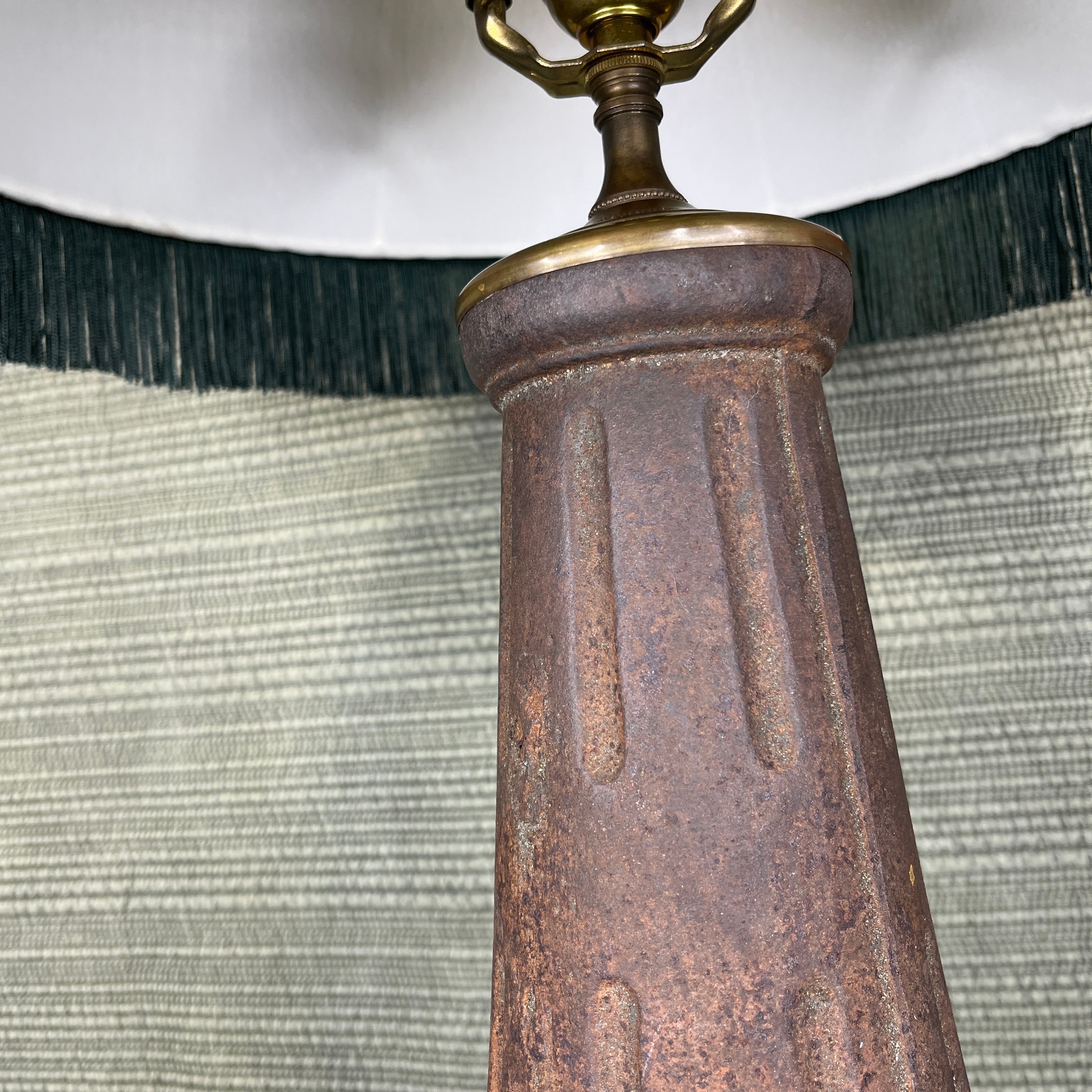 Cast Iron Pedestal with Shade Table Lamp 16: Diameter @ Shade x 39"