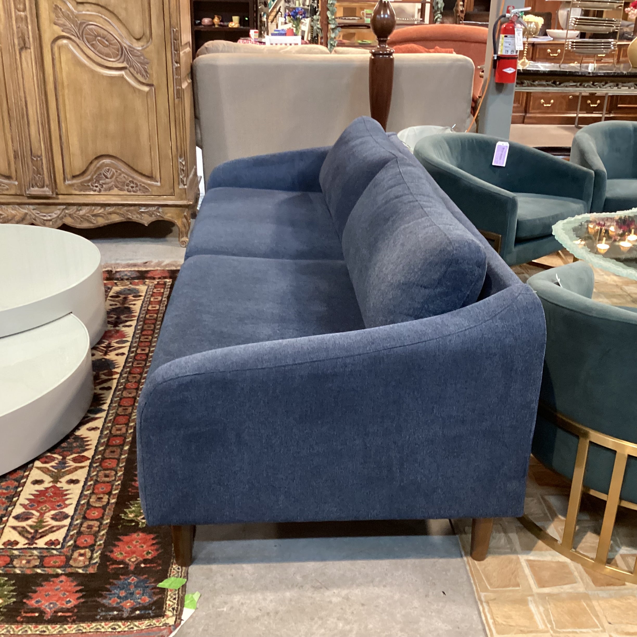Falkon Furniture Mid Century Style Royal Blue Woven Sofa 86"x 35"x 28"