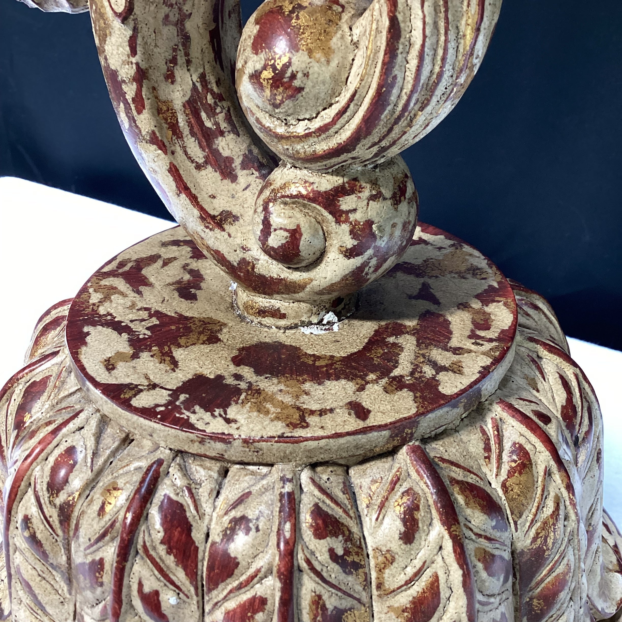 Vintage Ornate Rococo Style Table Lamp With Shade 13" x 34" x 9"