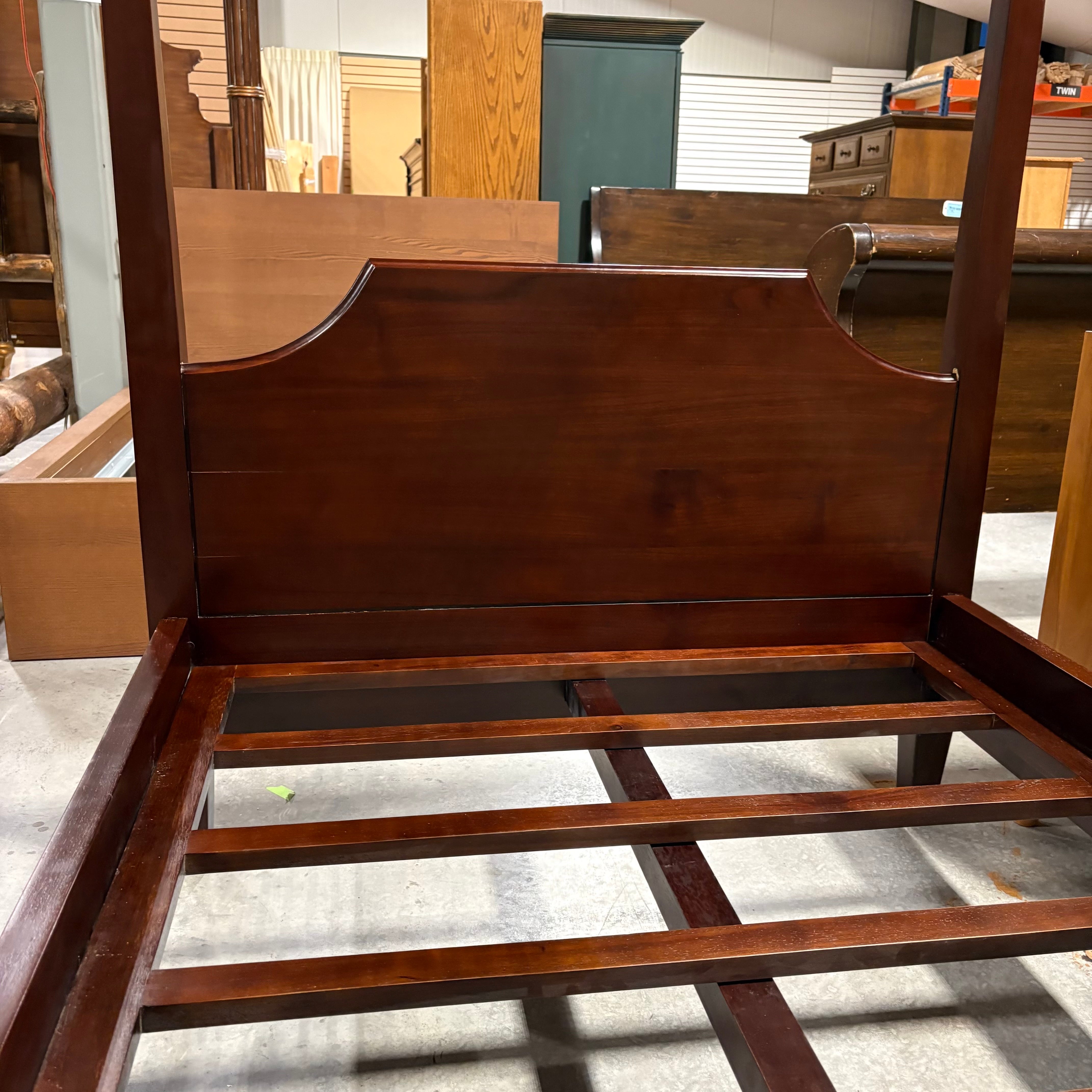 TWIN Solid Dark Finish Wood Canopy Bed Set 44.5"x 81.5"x 82.5"