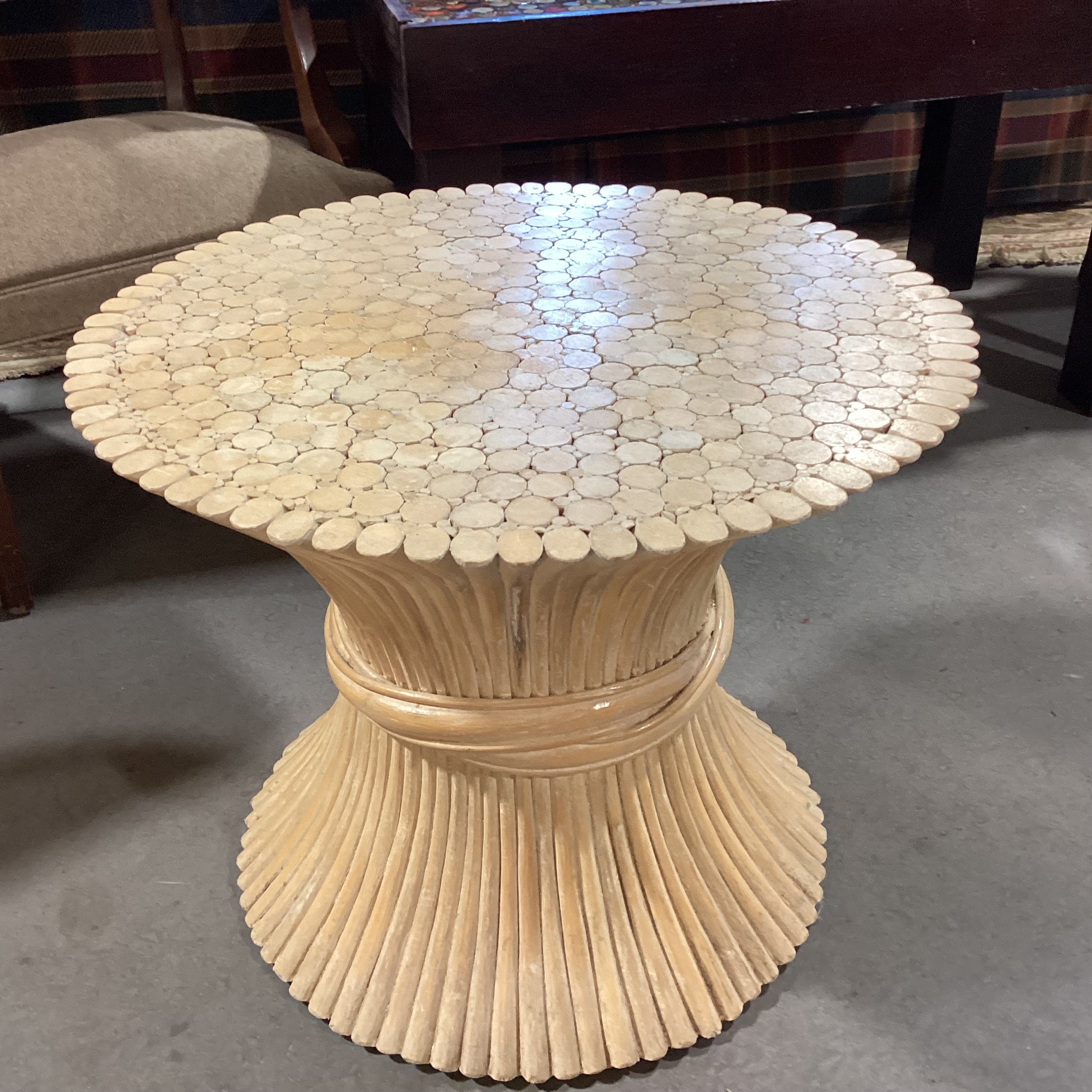 McGuire Style Sheaf of Wheat Accent Table 27" Diameter x 22"