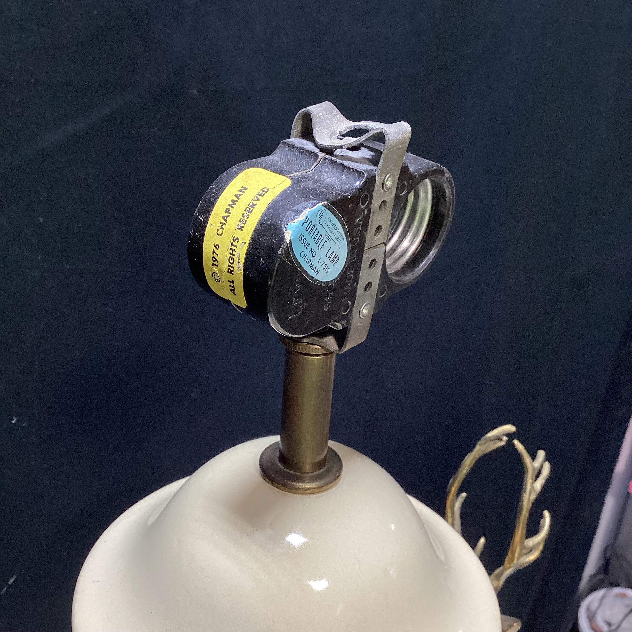 Vintage Urn Style Table Lamp With Brass Stags 13" x 21"