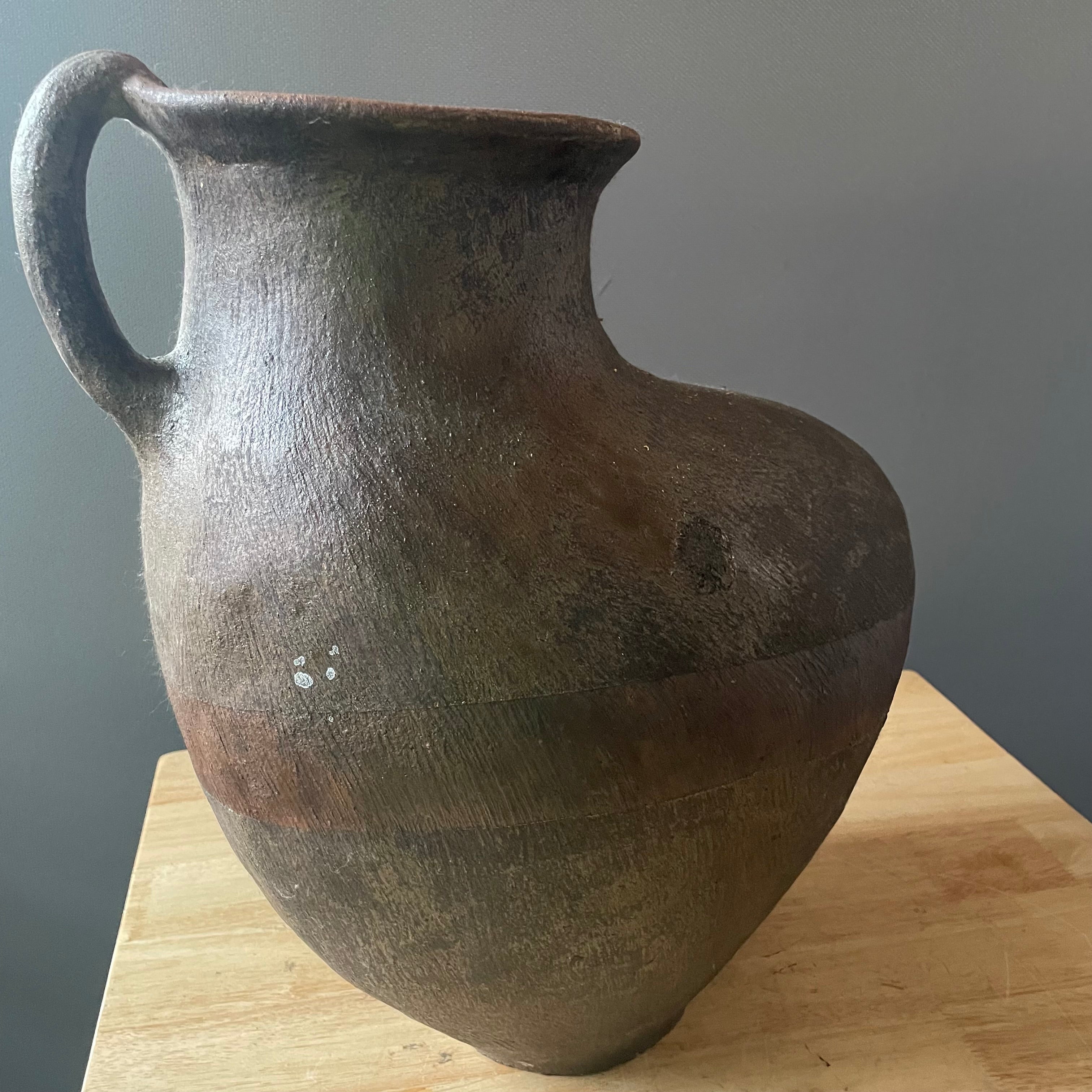 Vintage Turkish/Mediterranean Handmade Terracotta Water Storage Jug with Handle, 18"x 12"x 18"