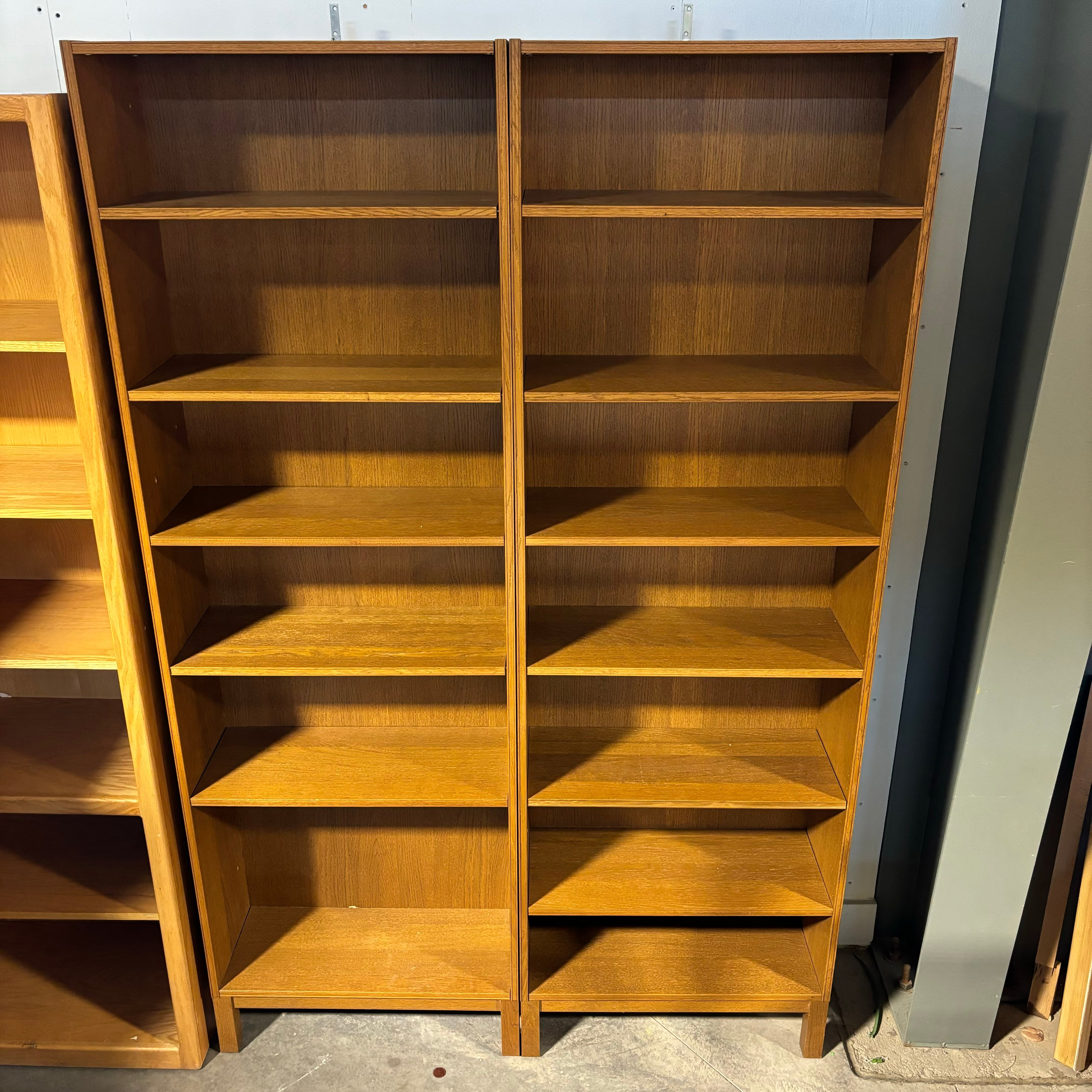 IKEA Stockholm Wood Style Veneer 5 & 6 Shelf Double Bookcase 57"x 12"x 88"