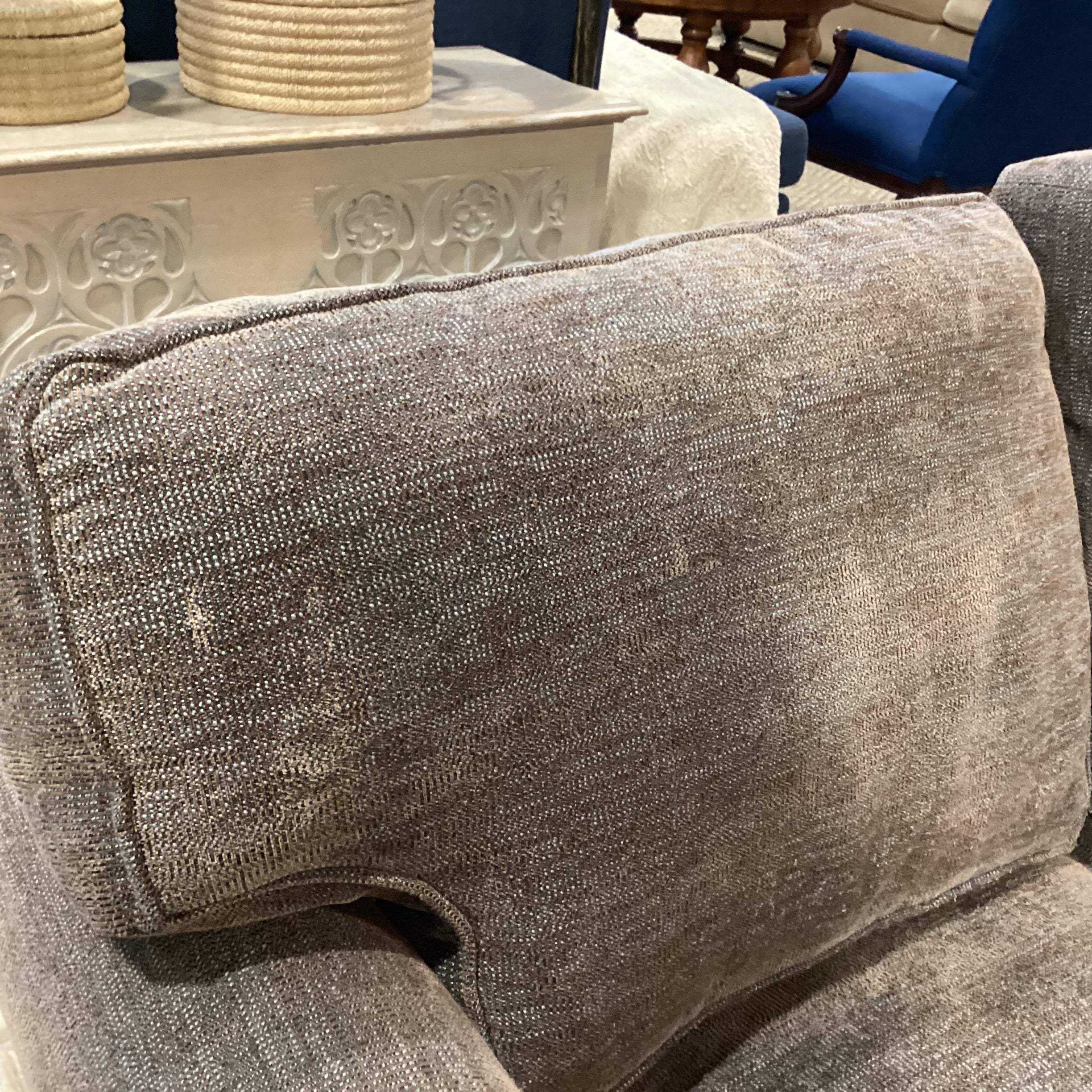 Rowe Furniture Taupe Grey Brown Woven Down Mix 2 Piece Sectional  118"x 92"x 42"x 32"