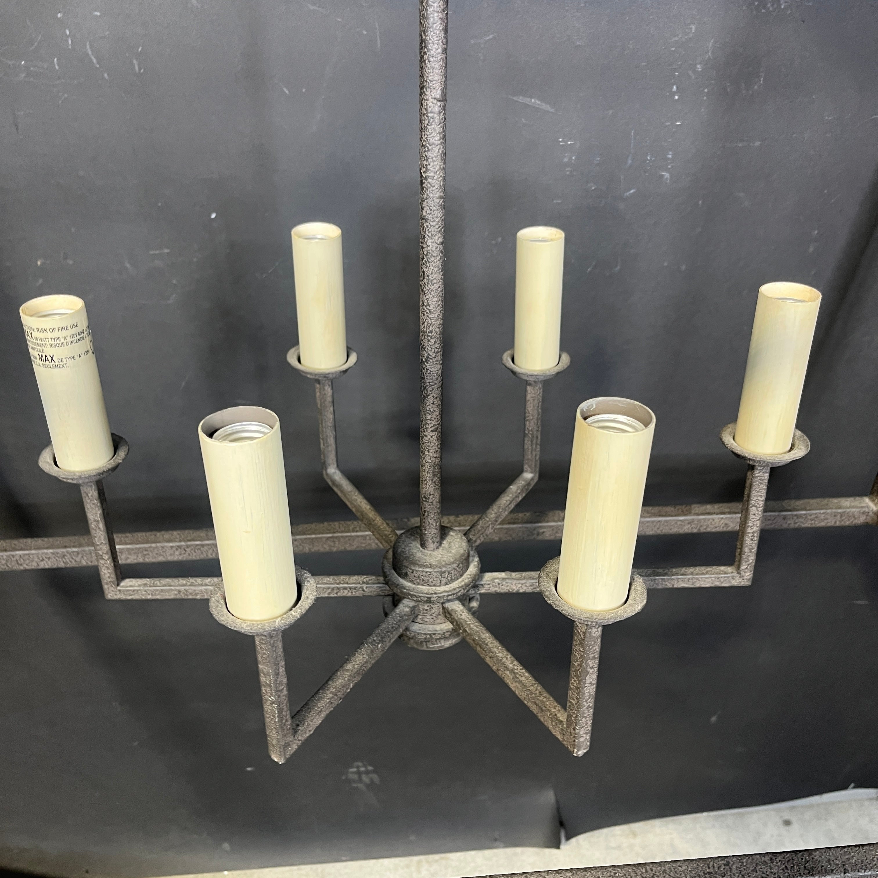 Currey and Co. Denison 6-Light Mole Black Wrought Iron Lantern Chandelier 40”x 20”x 35” - 190”