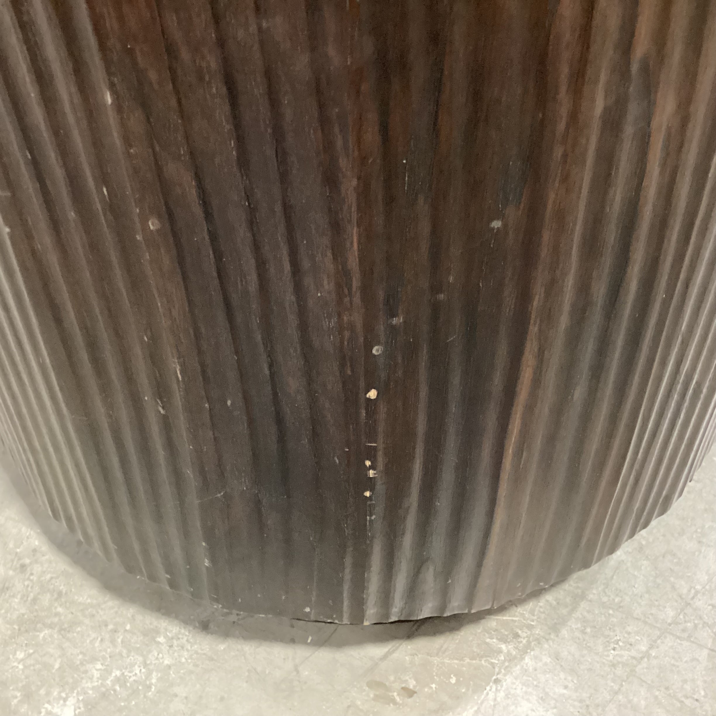 Finished Wood & Veneer Round with Ribbed Sides End Table 25" Diameter x 20"