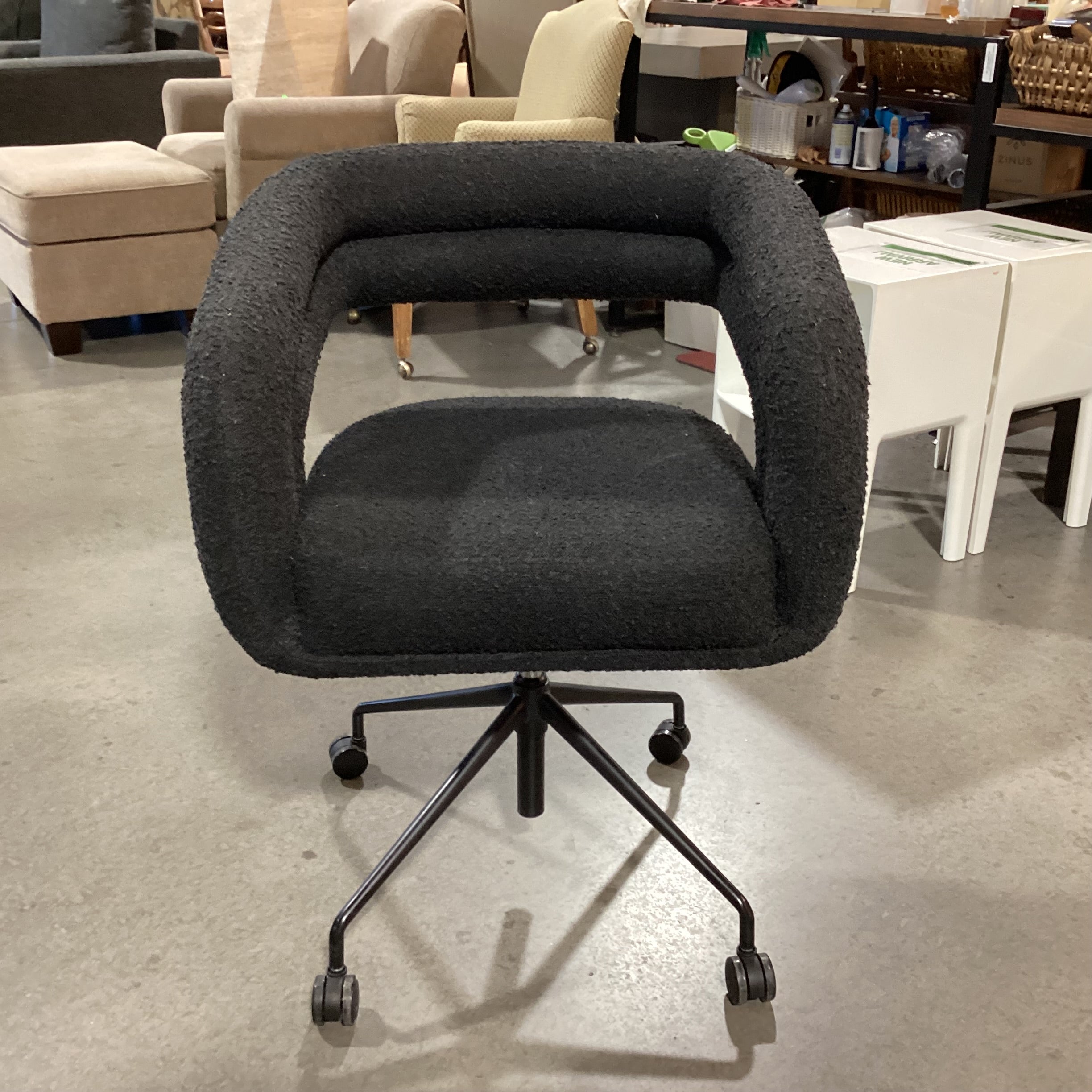 Rove Concepts Black Chatou Boucle Adjustable Office Chair 26"x 23"x 34"