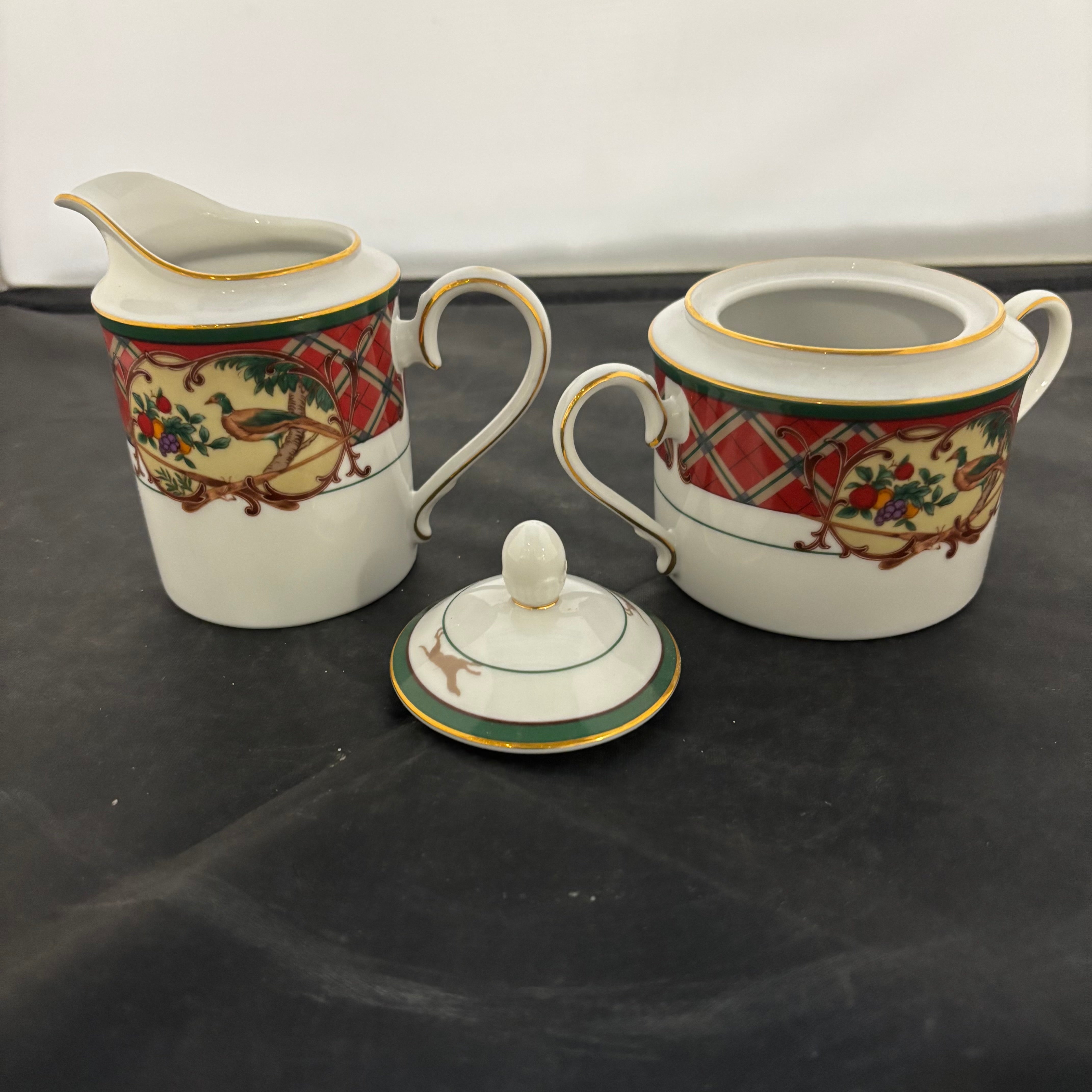 Noritake "Royal Hunt" Creamer & Sugar Bowl 4.5"x 5" and 4.5"x 6"