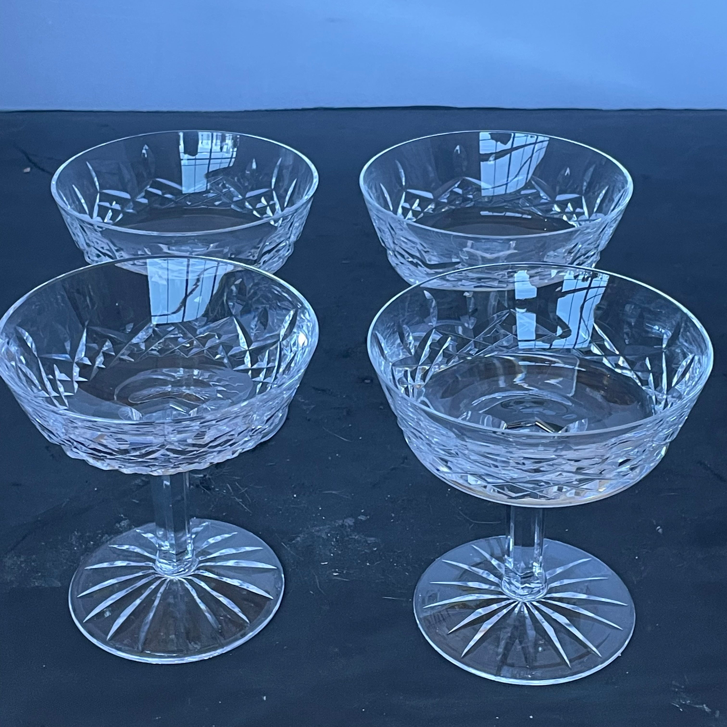 Set of 4 Vintage Waterford Crystal Lismore Champagne/Sherbet Glasses