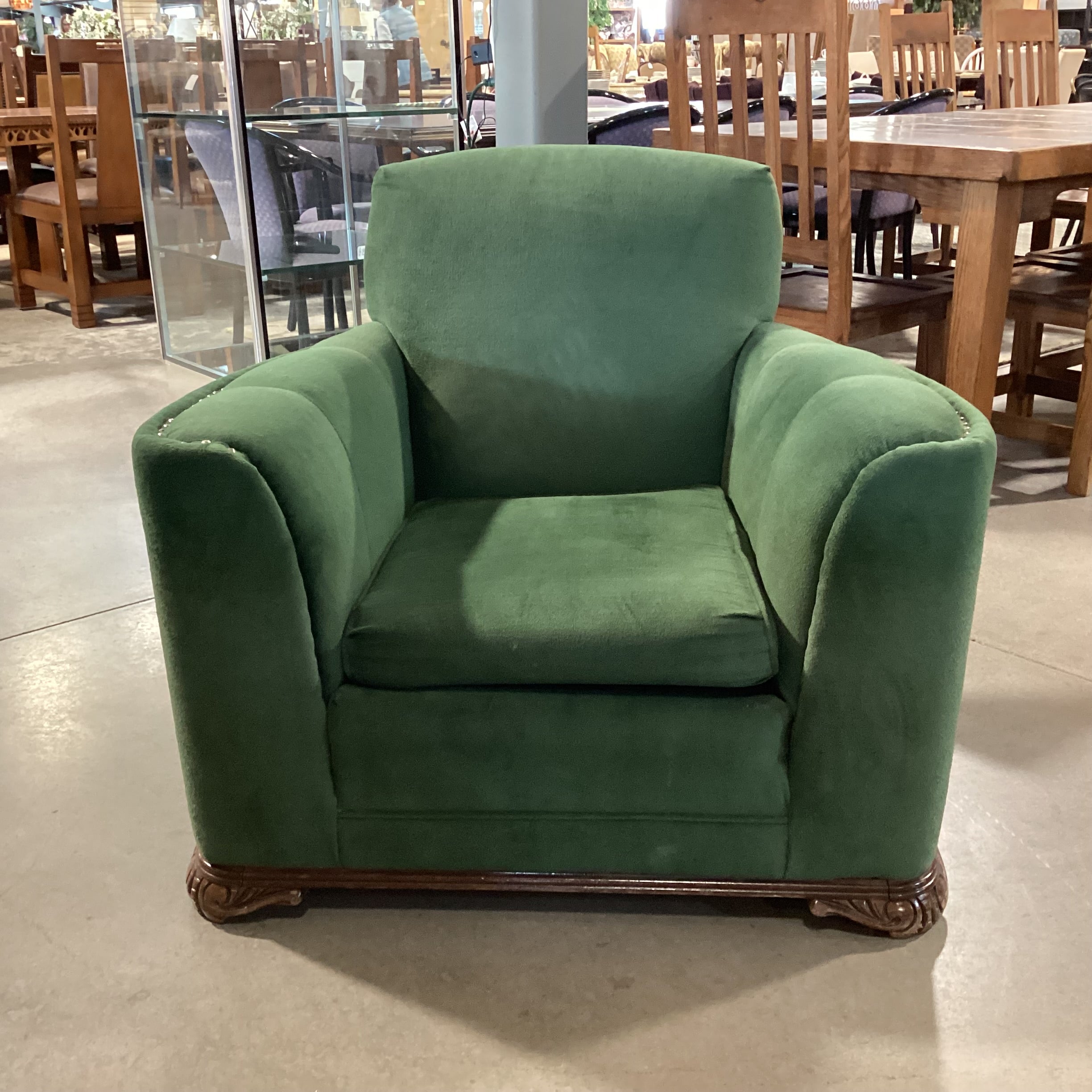 Vintage Antique Green Nailhead Accent Club Chair 38"x 34"x 32"