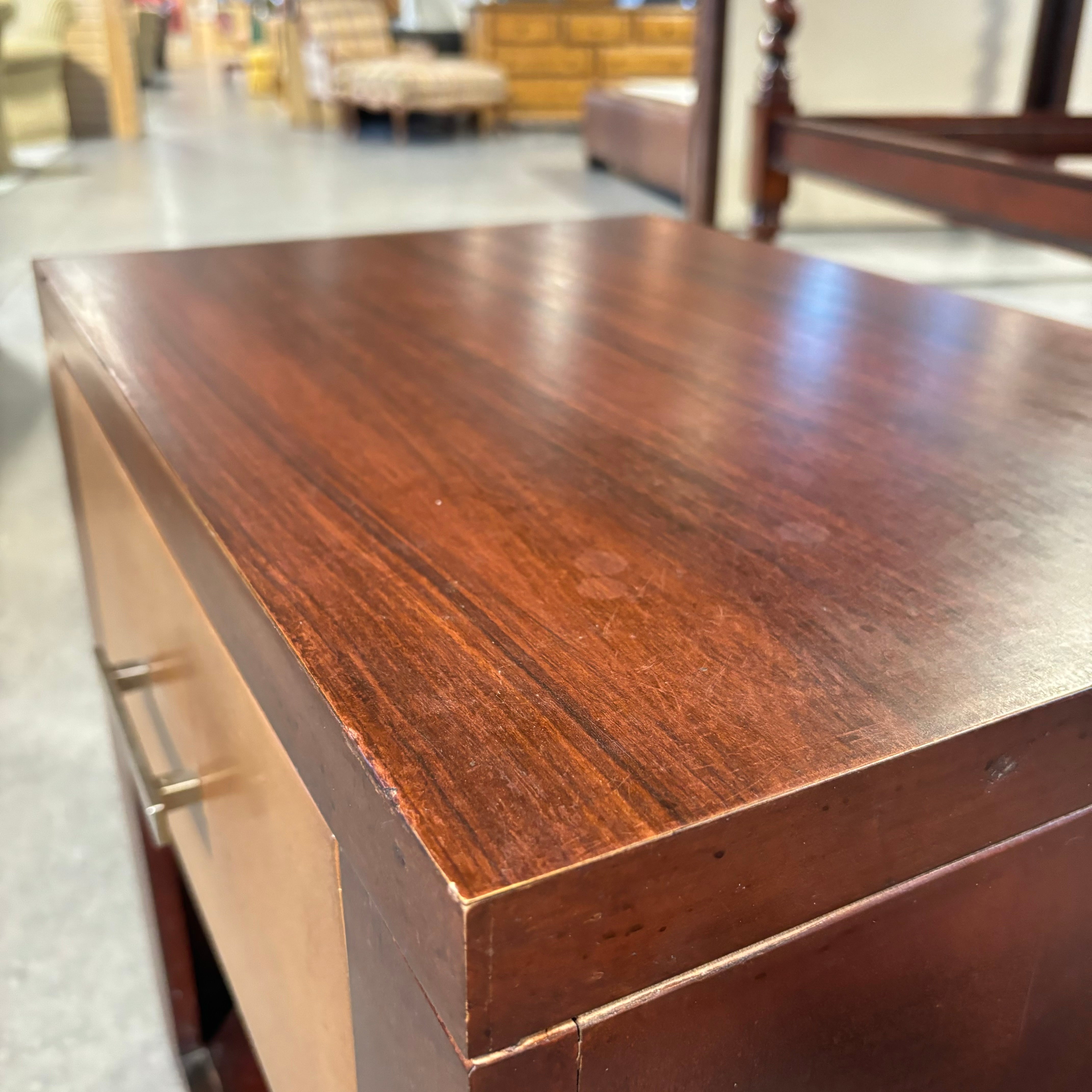 Reddish Brown Finish Solid Wood 1 Drawer with Interior Storage Nightstand 24"x 18"x 24"