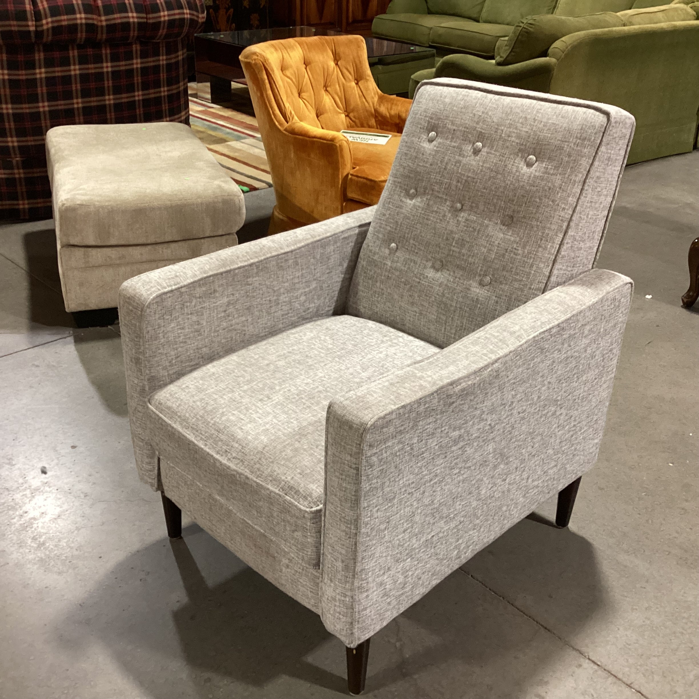 Noble House Home Furnishings Grey Heather Button Tufted Recliner Chair 28"x 34" to 54"x 37"