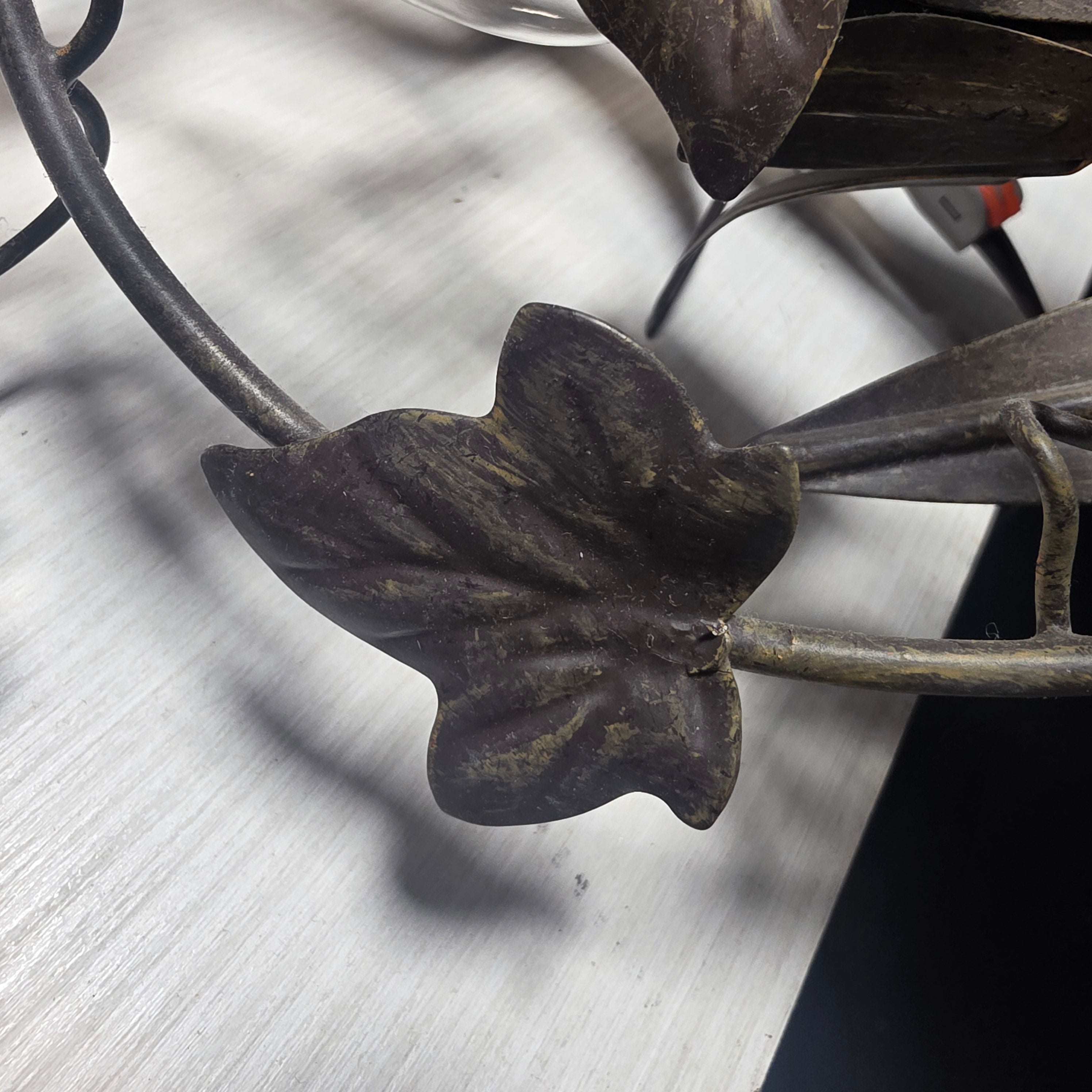 Glass Flower Steel Metal Vines and Leaves Light Wall Sconce 38"x8"x12"