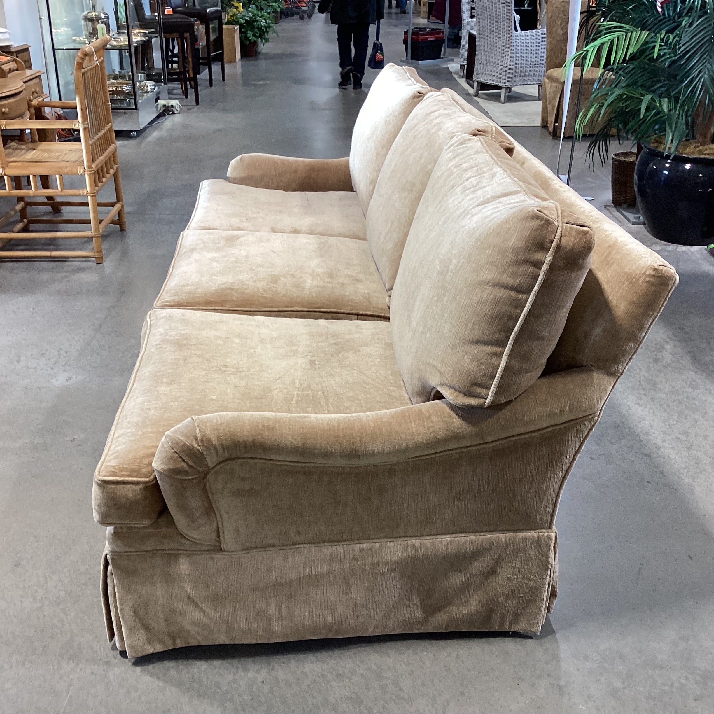 Custom Golden Woven Velvet Sofa 87"x 42"x 33"